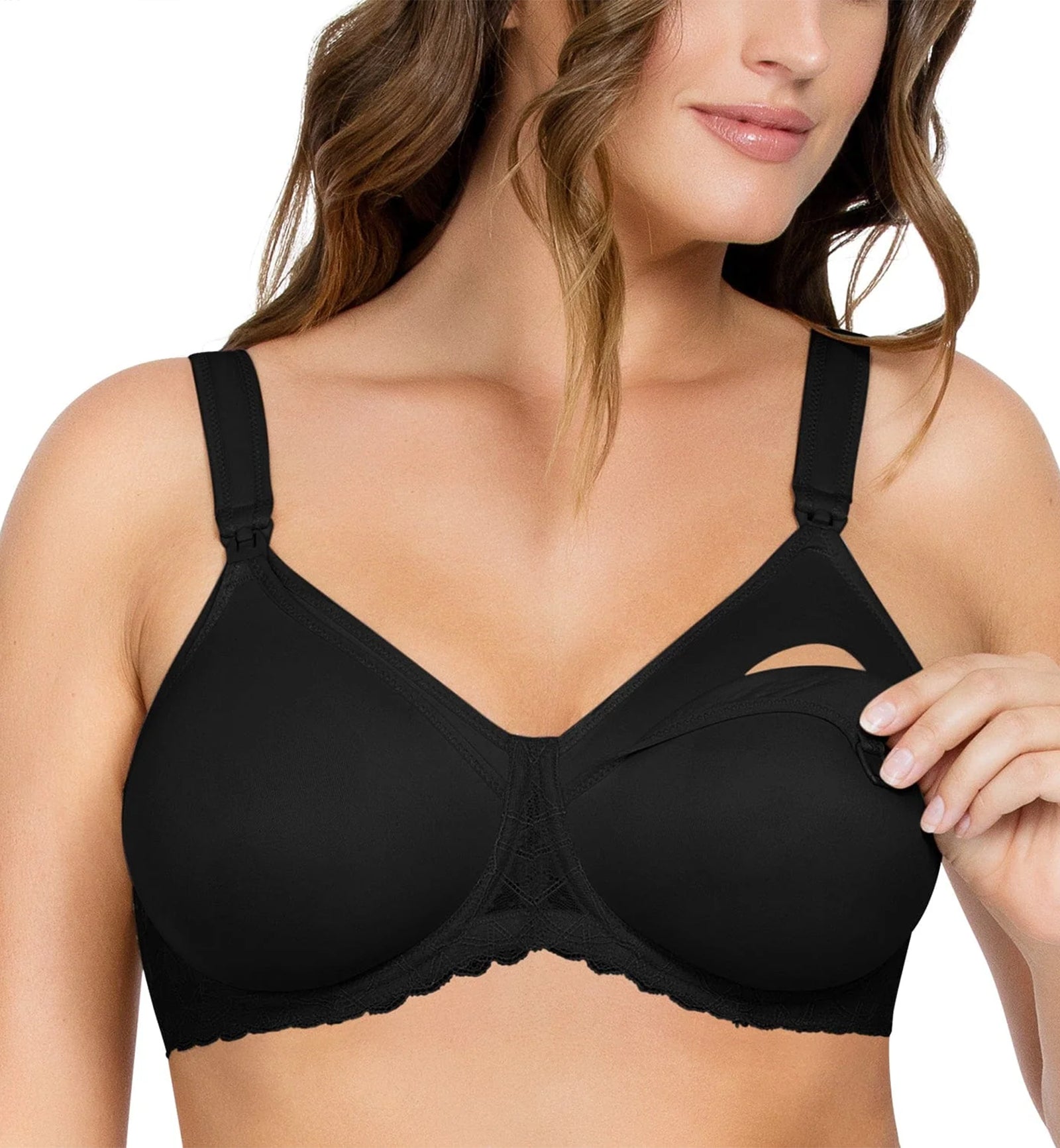 Parfait Leila Seamless Underwire Nursing Bra (NB502),32F,Black - Black,32F