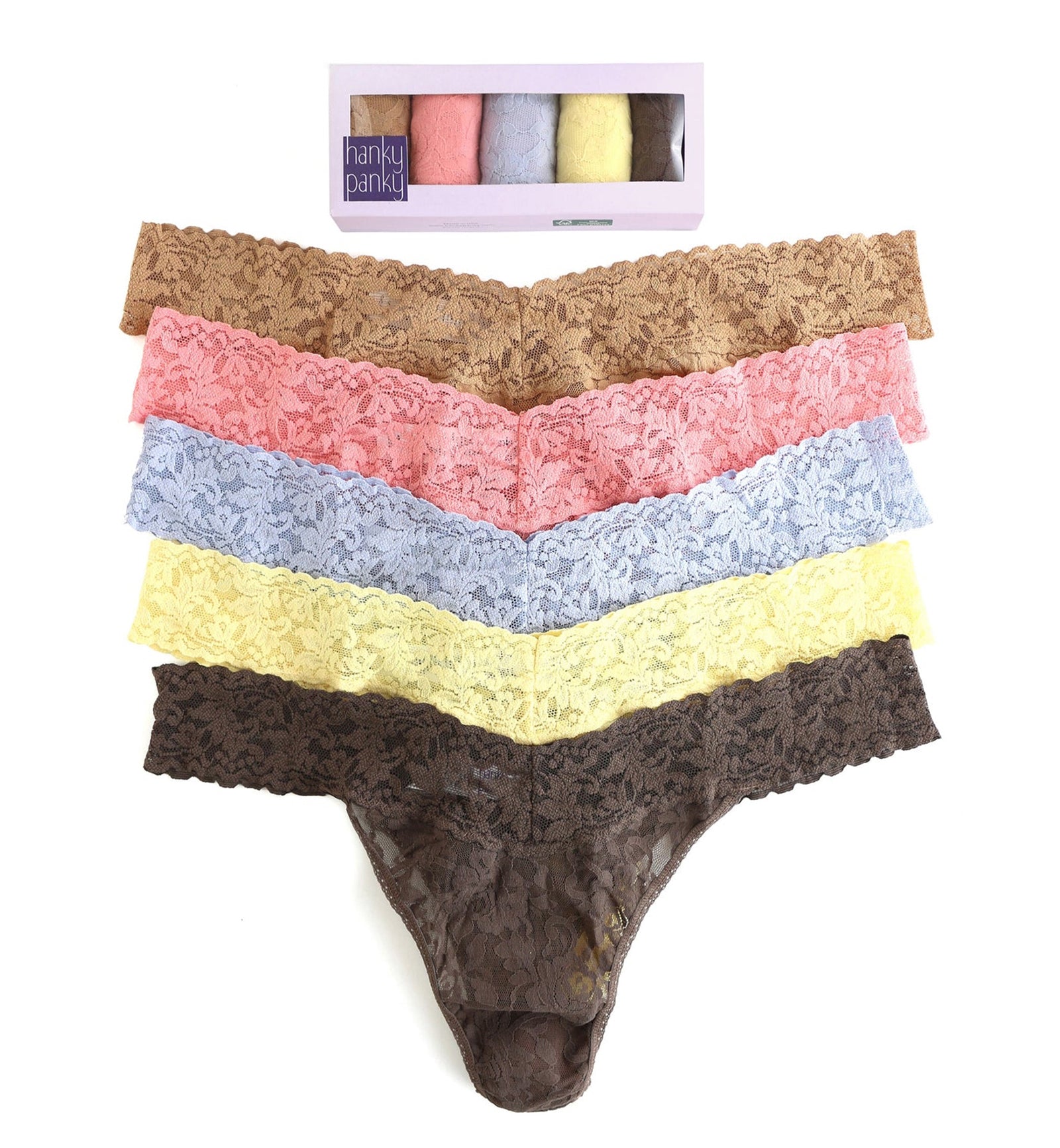 Hanky Panky 5-PACK Signature Lace Original Rise Thong (48115PK),Ladylike Classics - Ladylike Classics,One Size