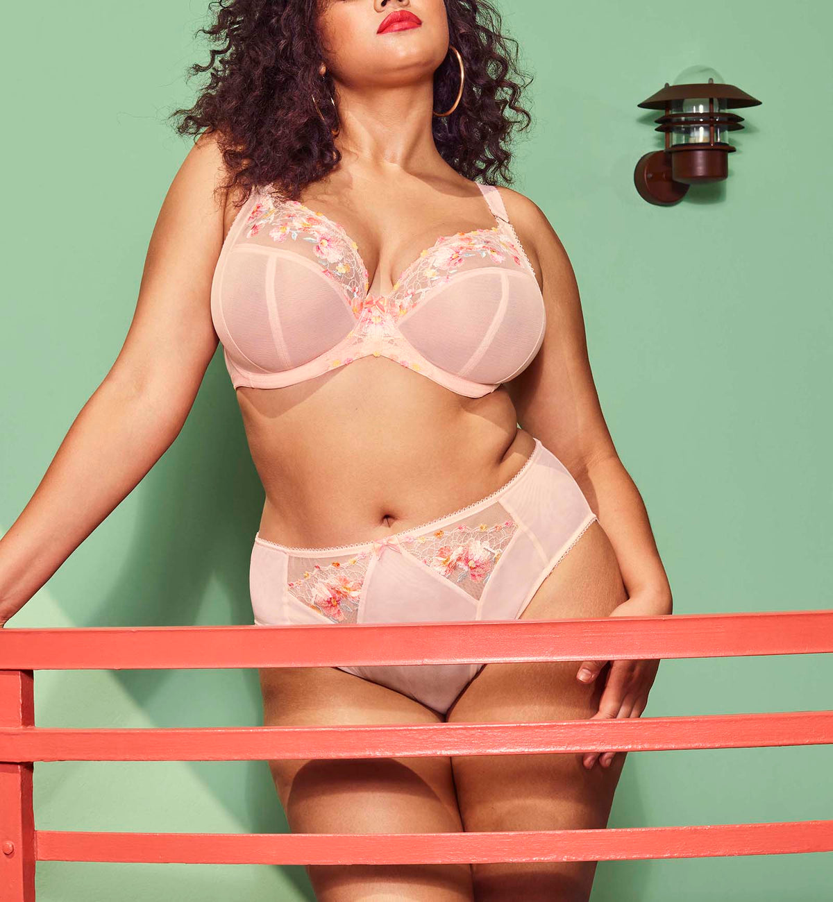 Elomi Himari Plunge Underwire Bra (302102),32GG,Peach Whisper - Peach Whisper,32GG