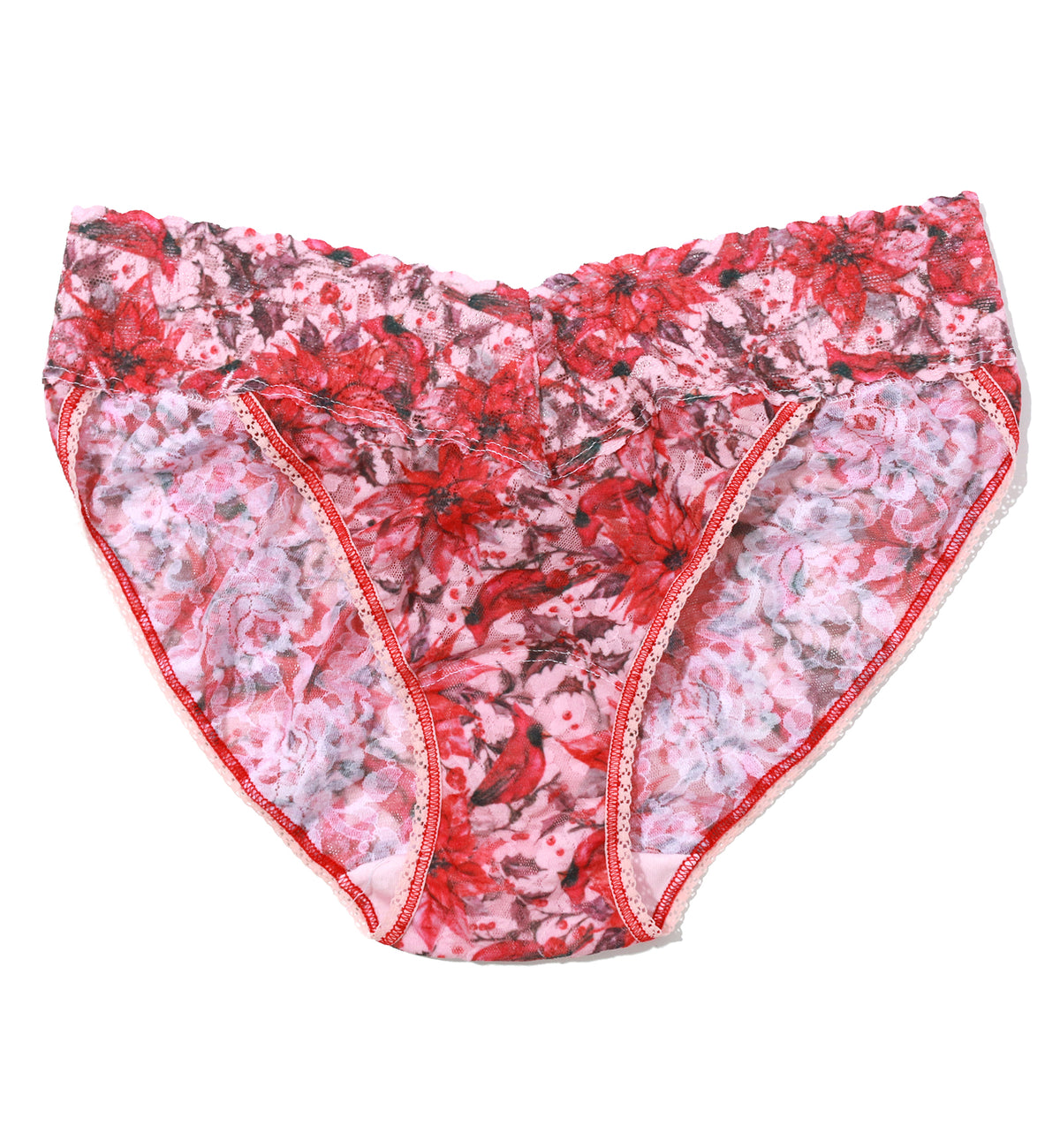 Hanky Panky Signature Lace Printed V-kini (PR482374),XS,Poinsettia - Poinsettia,XS