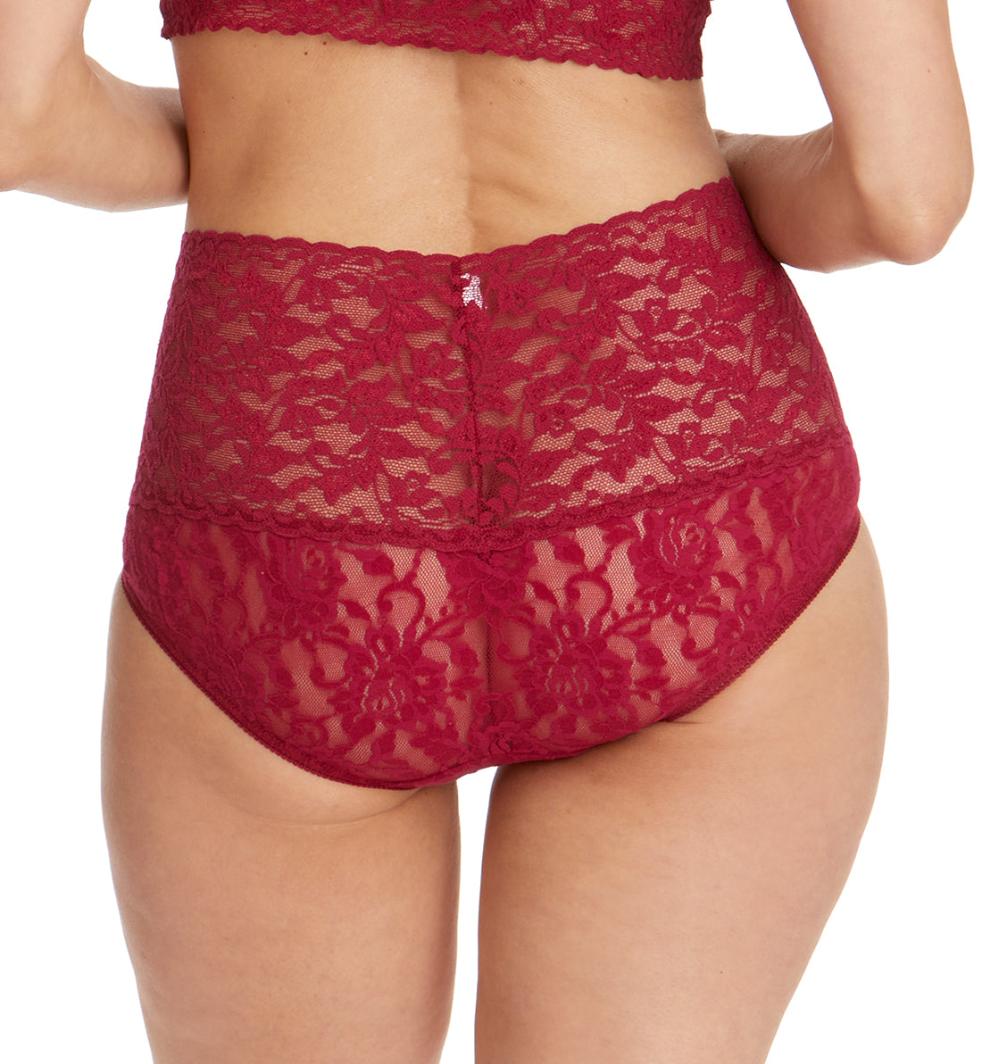 Hanky Panky Retro Lace V-kini (9K2124),Small,Cranberry - Cranberry,Small