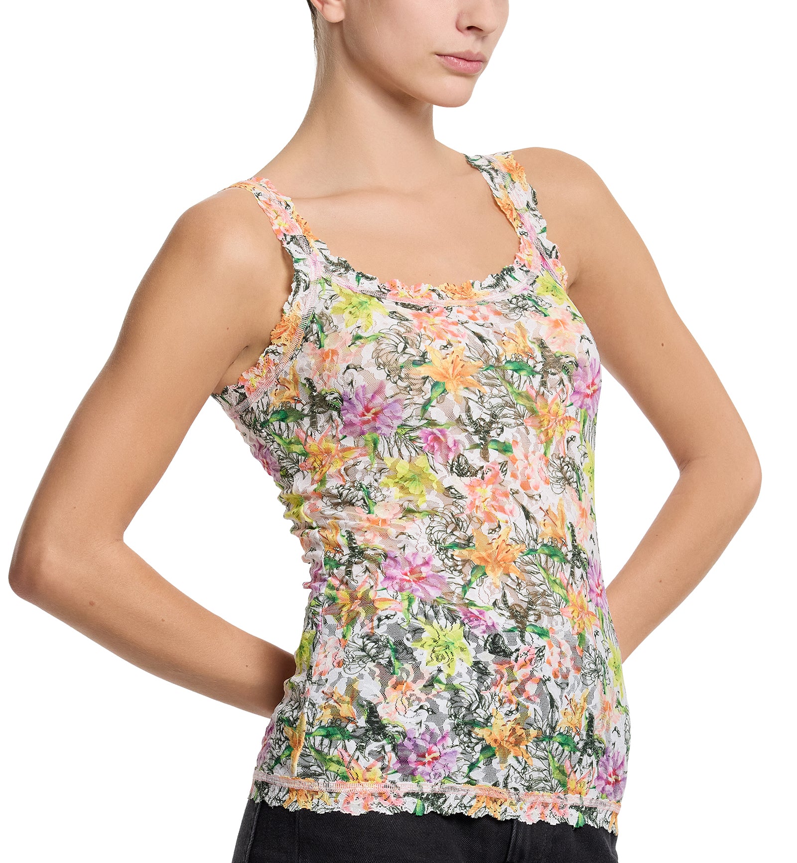 Hanky Panky Signature Lace Printed Unlined Camisole (PR1390L),XS,Botany - Botany,XS