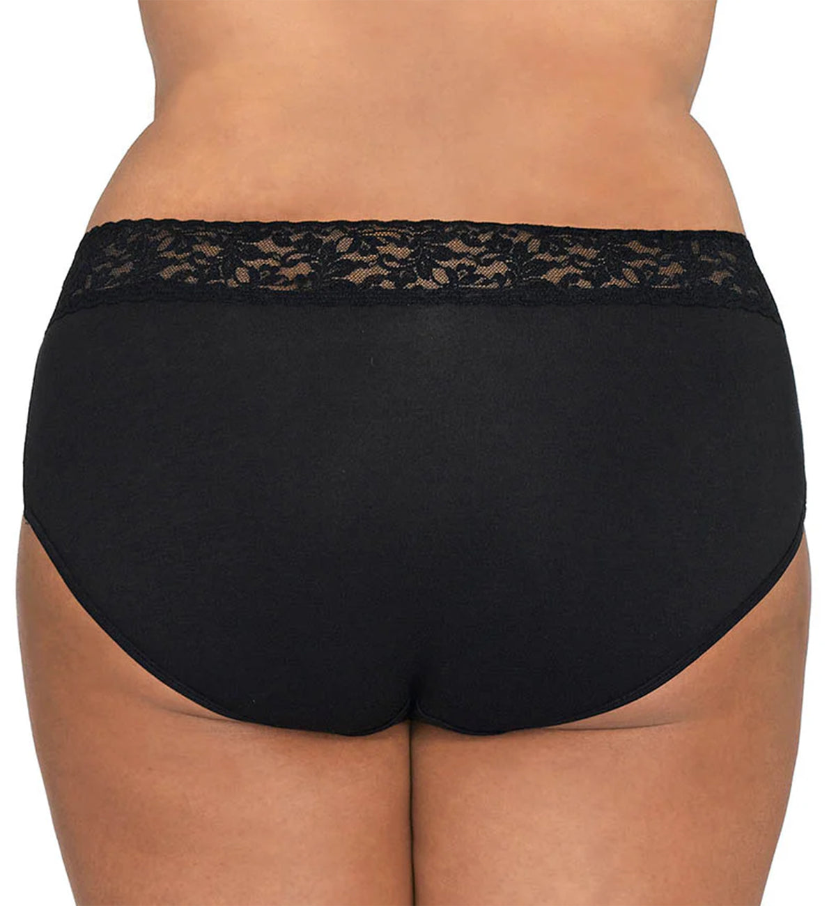 Hanky Panky Cotton French Brief with Lace Plus Size (892461X),1X,Black - Black,1X