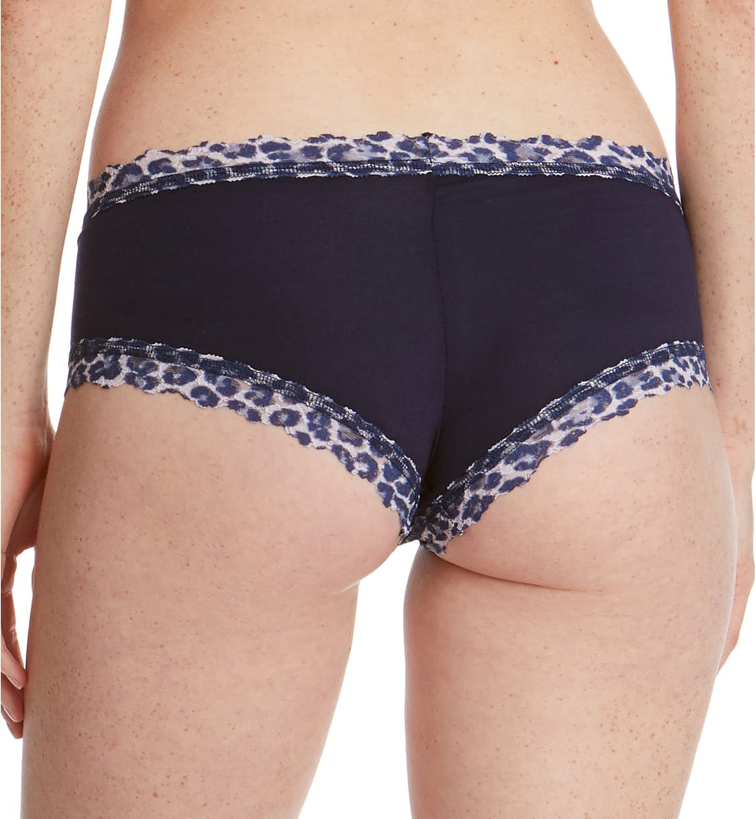 Hanky Panky Cotton-Spandex Boyshort (891322P),Medium,Navy/Leopard - Navy/Leopard,Medium