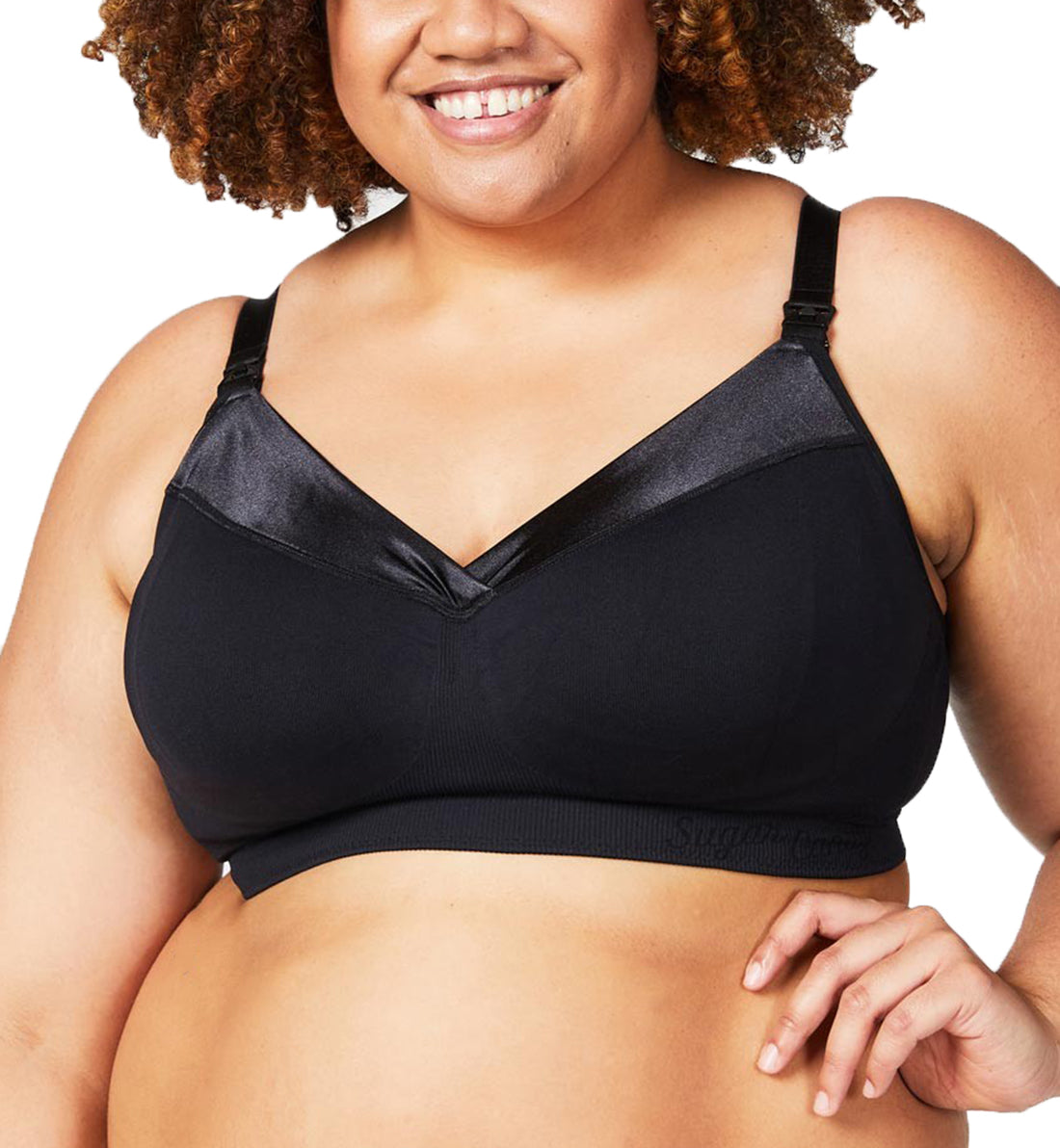 Cake Ribbon Candy Wire-free Nursing Bra (27-8017),XS,Black - Black,XS