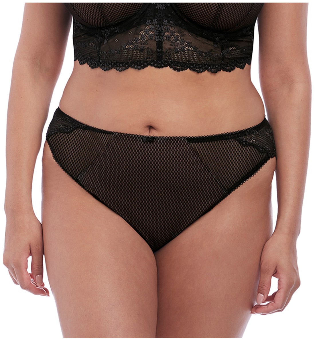 Elomi Charley Matching Stretch Lace Brazilian Brief (4385),Medium,Black - Black,Medium