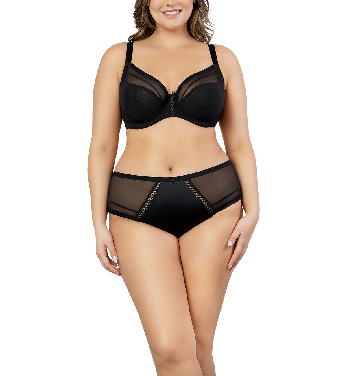 Parfait Shea Sheer Unlined Plunge Underwire Bra (P6062),30DD,Black - Black,30DD
