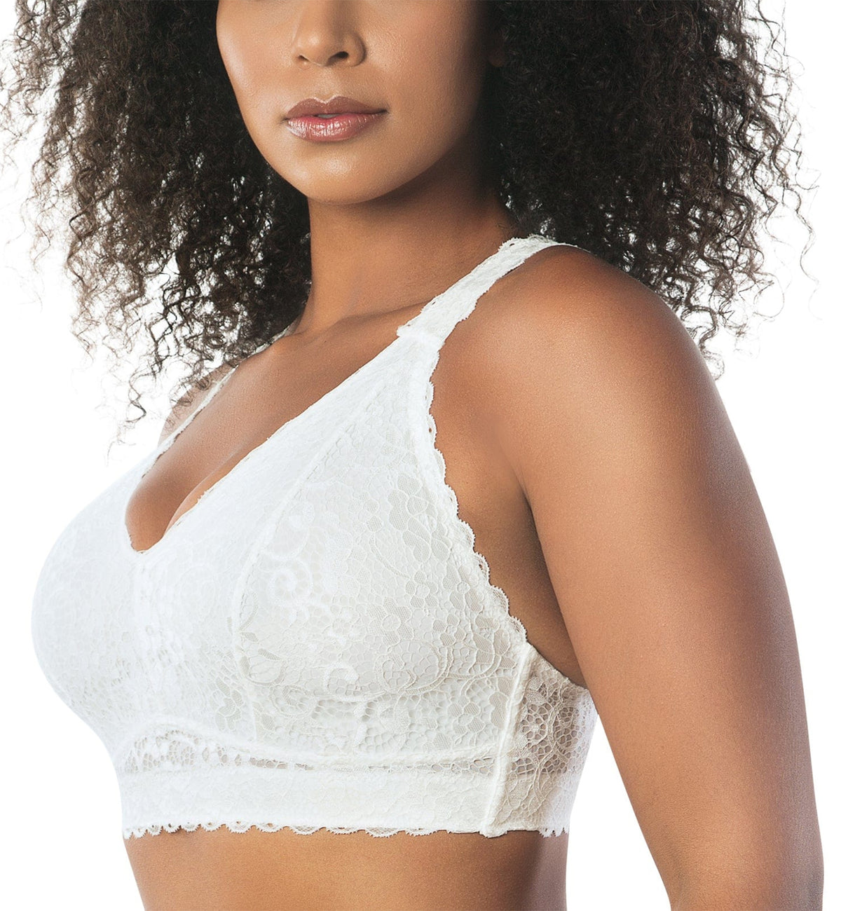 Parfait Adriana Banded Stretch Lace Wireless Bralette (P5482),30DD,Pearl White - Pearl White,30DD