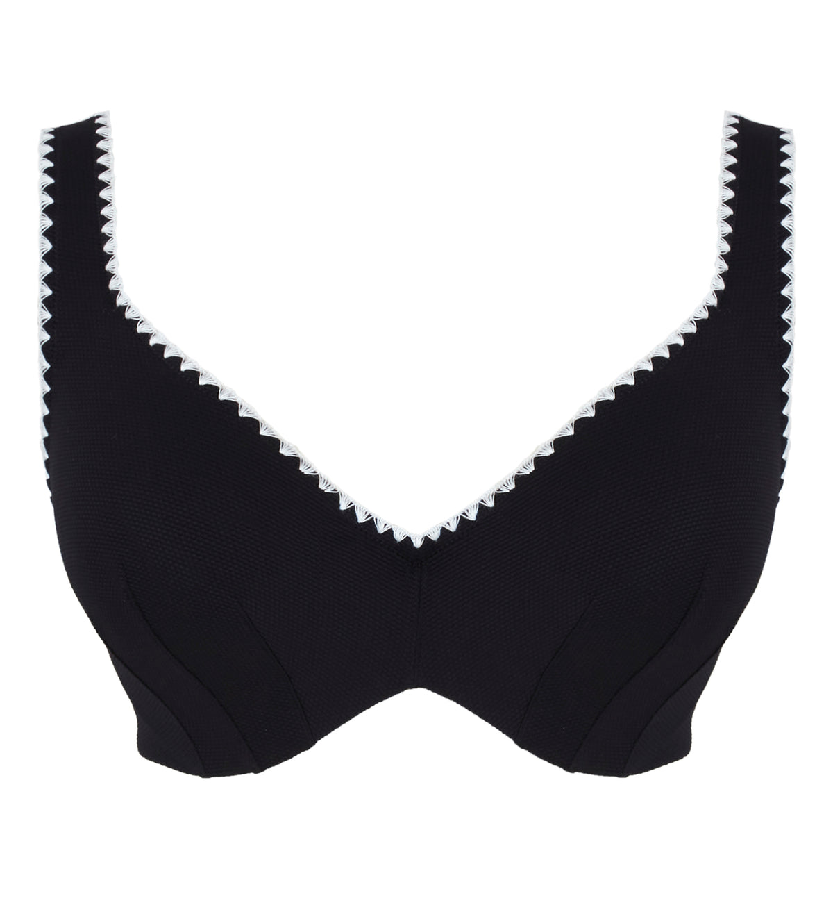 Panache Jennifer Plunge Underwire Bikini Top (SW2024),30E,Aurora Black/White - Aurora Black/White,30E