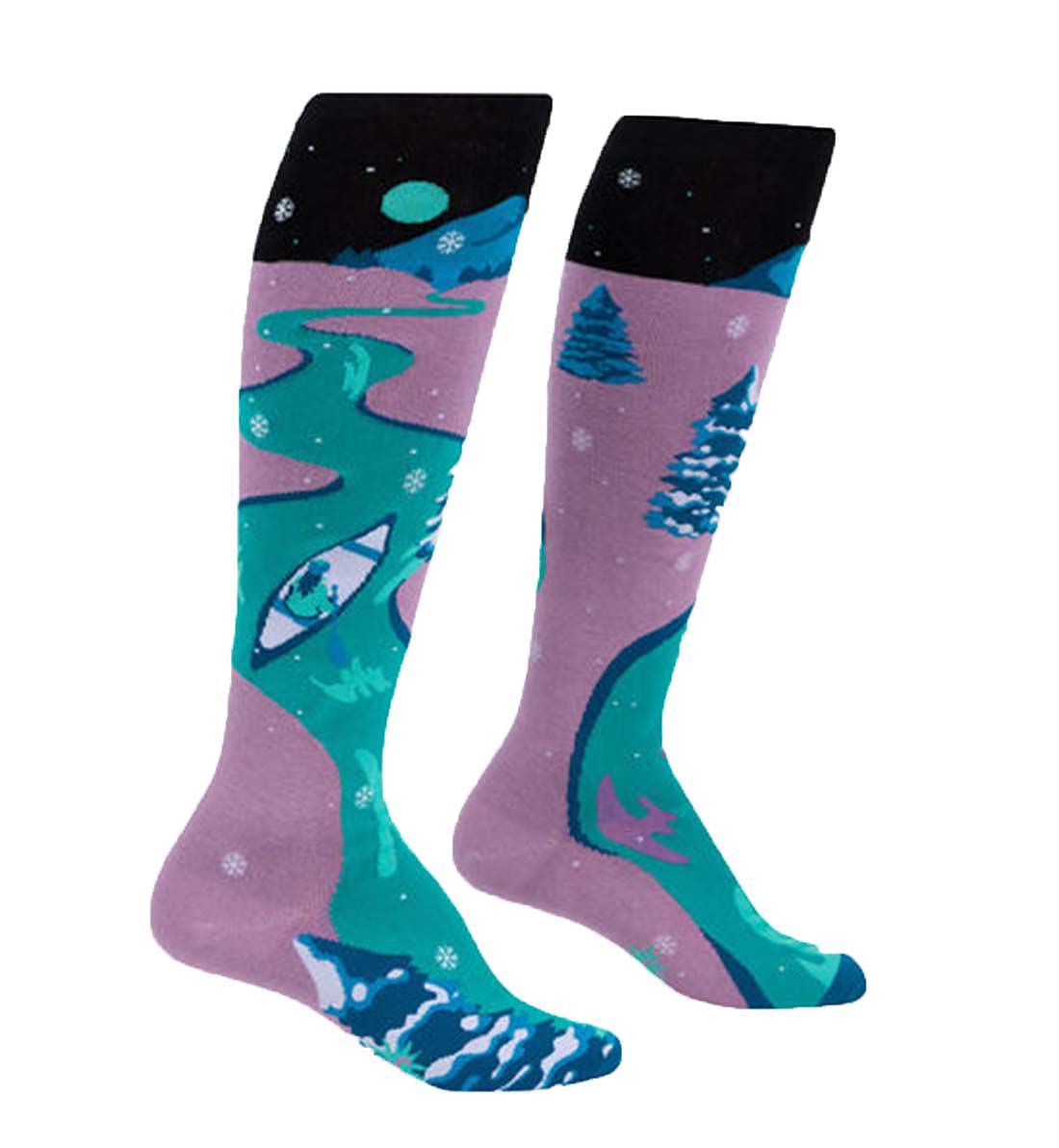 SOCK it to me Unisex Knee High Socks (f0526), Canoe Moon - Canoe Moon,One Size