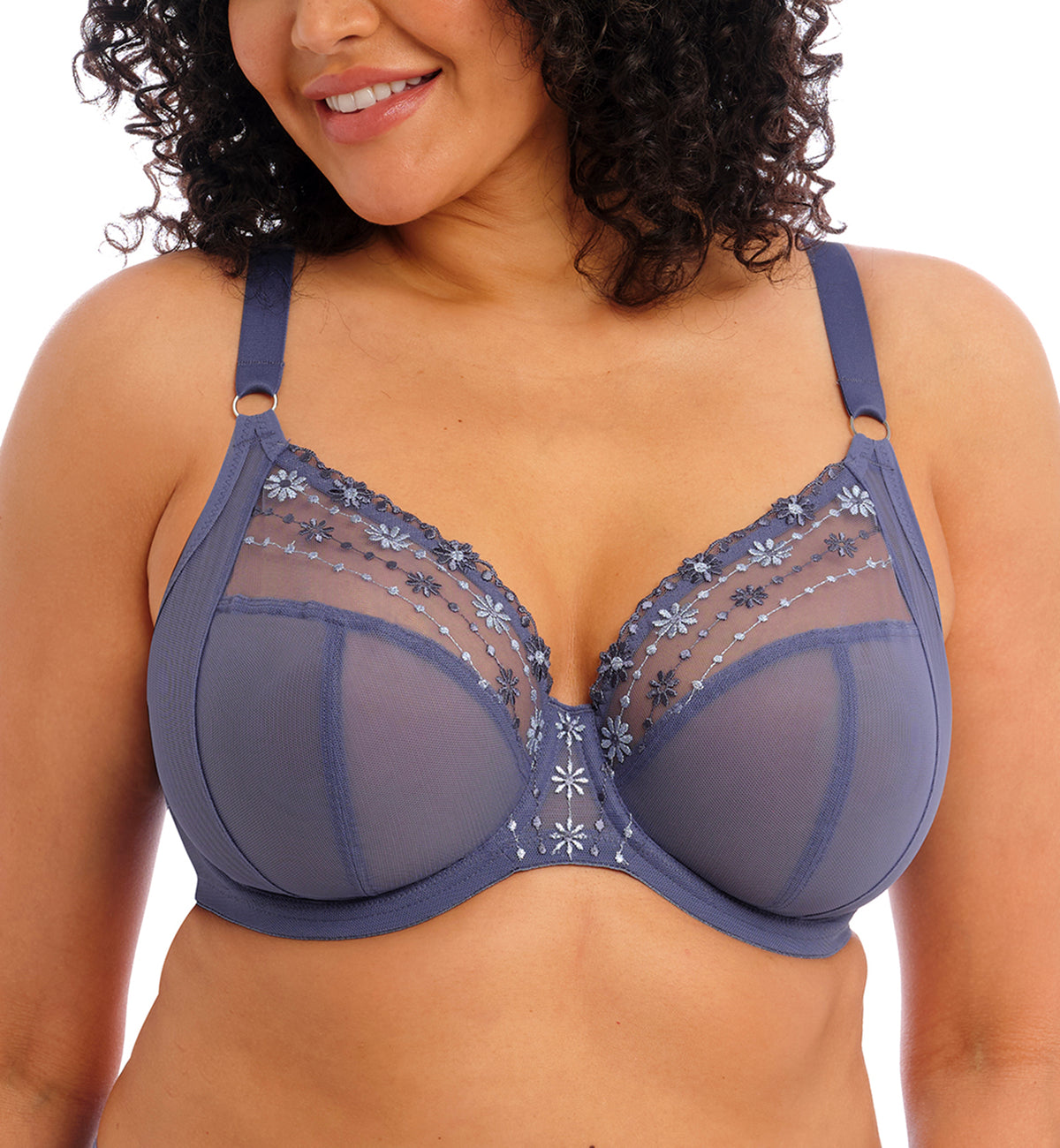 Elomi Matilda Banded Plunge Underwire Bra (8900),32JJ,Denim Daisy - Denim Daisy,32JJ