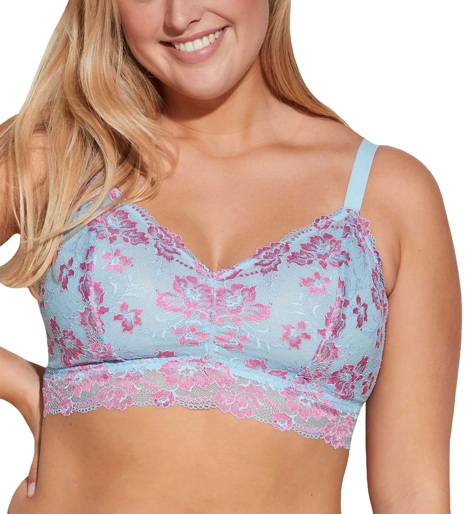 Cosabella Savona ULTRA Curvy Longline Bralette (SAVON1385),Small,Aasmani/Rani Pink - Aasmani Blue/Rani Pink,Small