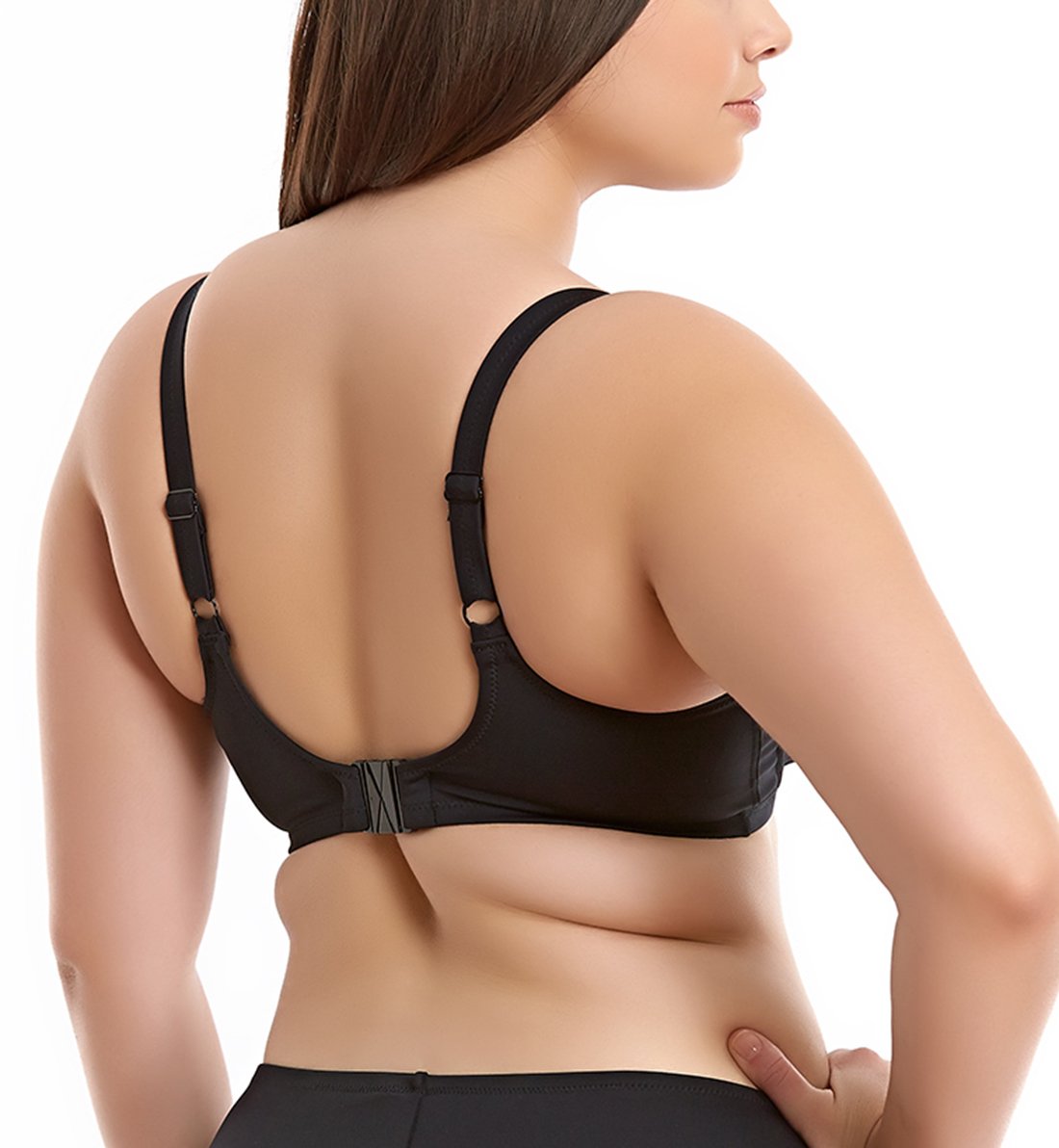 Elomi Essentials Underwire Plunge Swim Bra (ES7504),34HH,Black - Black,34HH