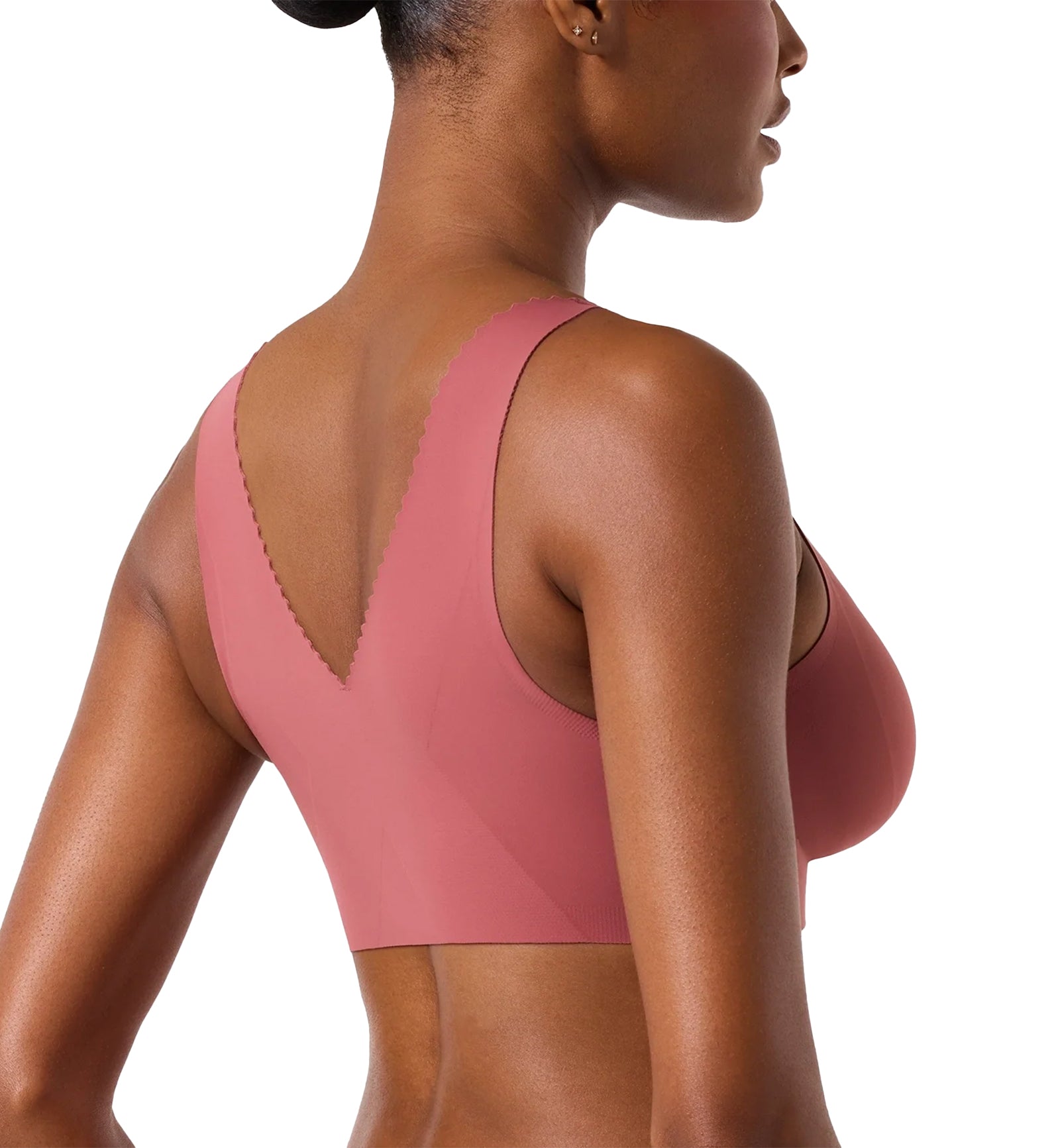 Evelyn & Bobbie EVELYN Deep V-Neck Bralette (1834),Small,Pink Canyon - Pink Canyon,Small