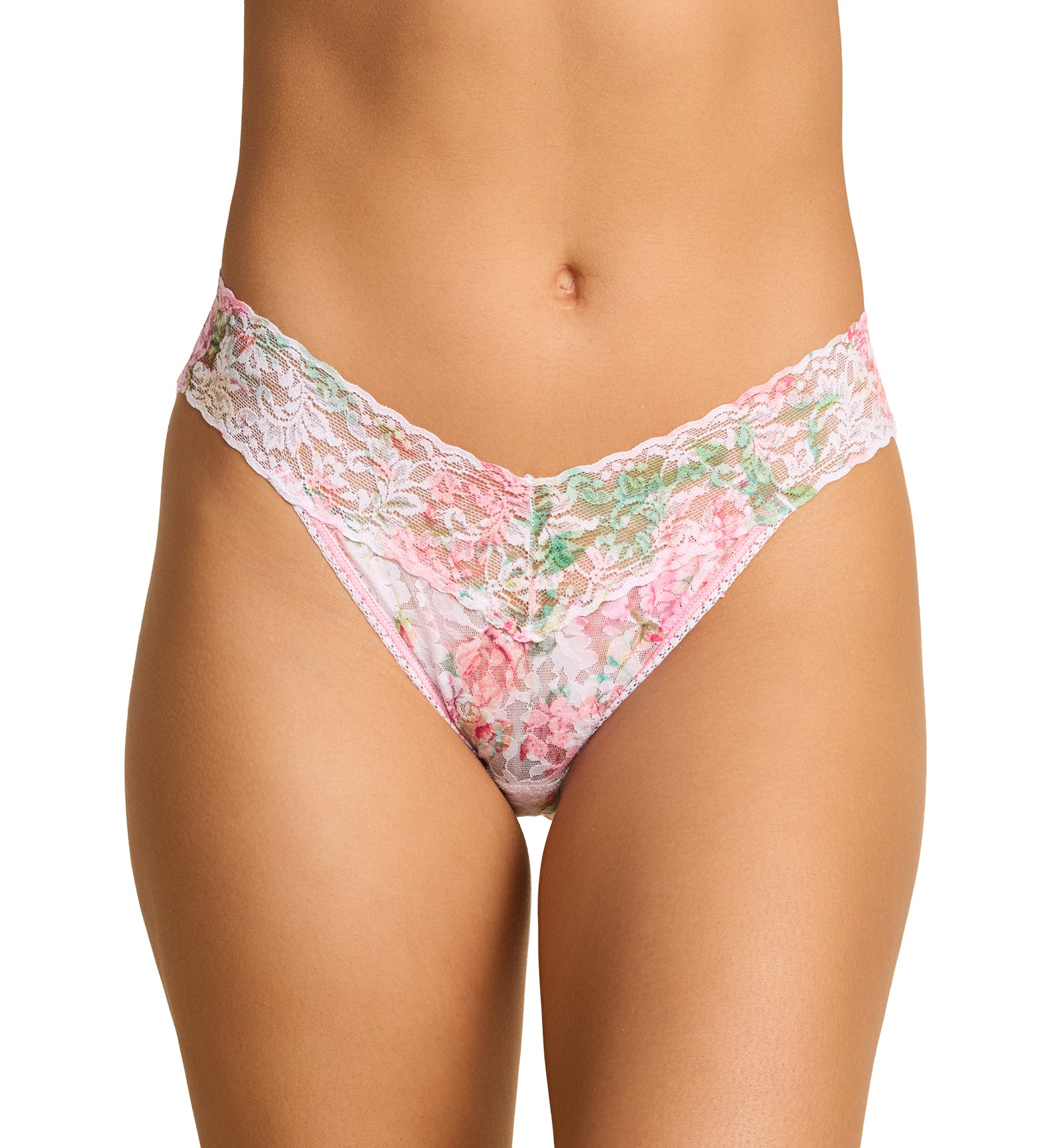 Hanky Panky Signature Lace Printed Original Rise Thong (PR4811P),Rococo Rose - Rococo Rose,One Size