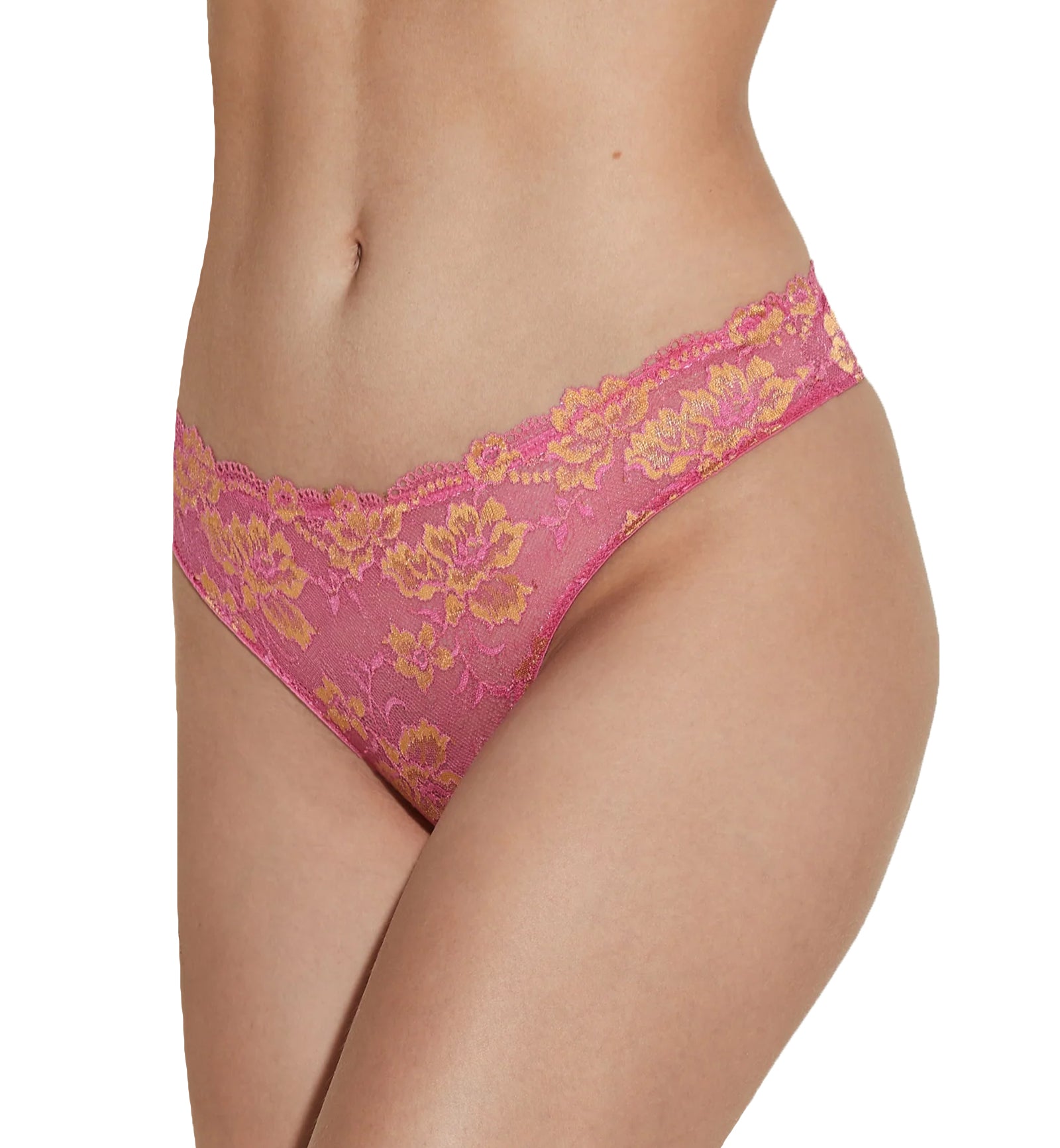 Cosabella Savona Low Rise Thong (SAVON0322),S/M,Rani Pink/Gold - Rani Pink/Gold,S/M
