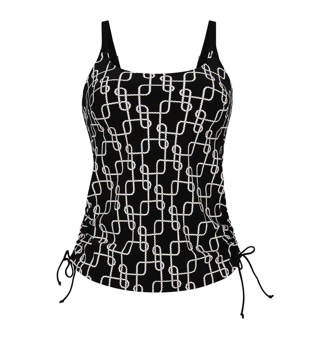 Anita Elegance Charm Yara Adjustable Side Tankini (8399-1),38E,Black/White - Black/White,38E