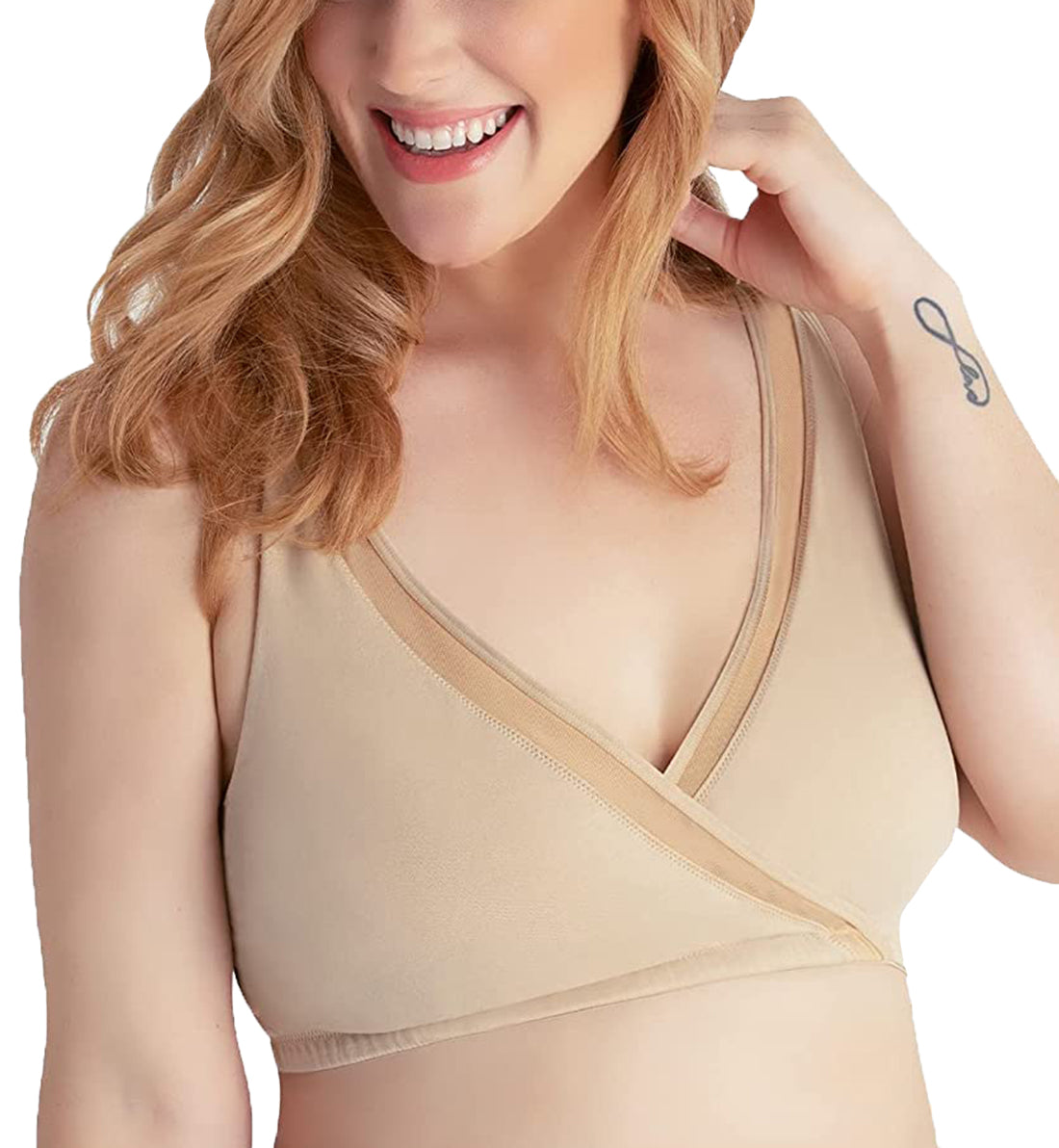 Leading Lady Charlene Seamless Cross-over Bralette (5511),Medium,Salt Beige - Salt Beige,Medium