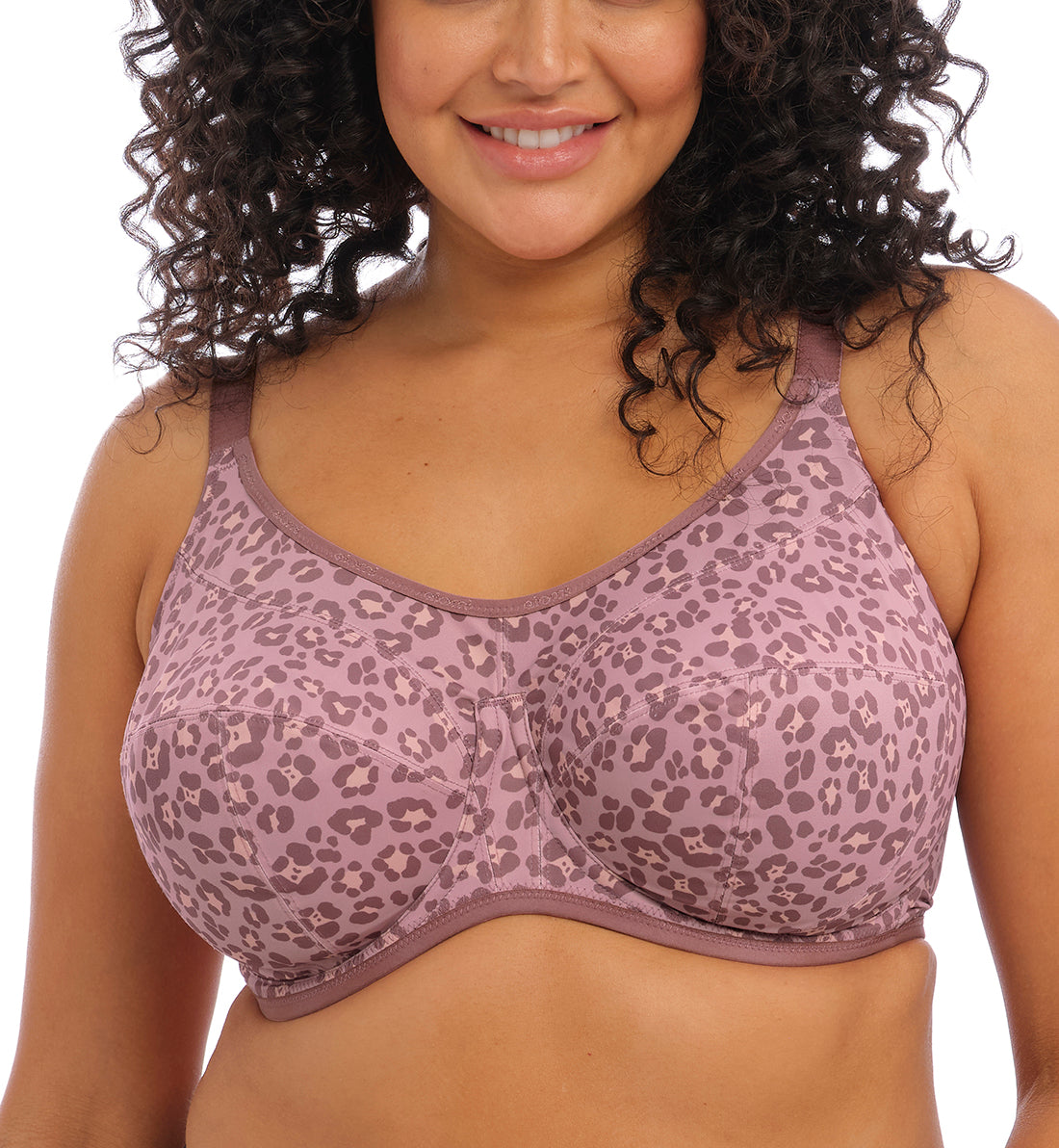 Elomi Energise J-Hook Underwire Sports Bra (8042),32GG,Dusky Leopard - Dusky Leopard,32GG