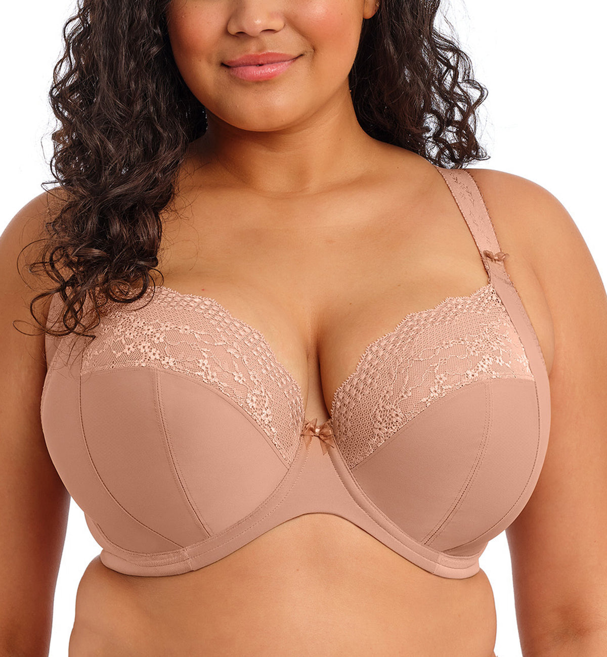 Elomi Lucie Banded Stretch Lace Plunge Underwire Bra (4490),32G,Mocha - Mocha,32G