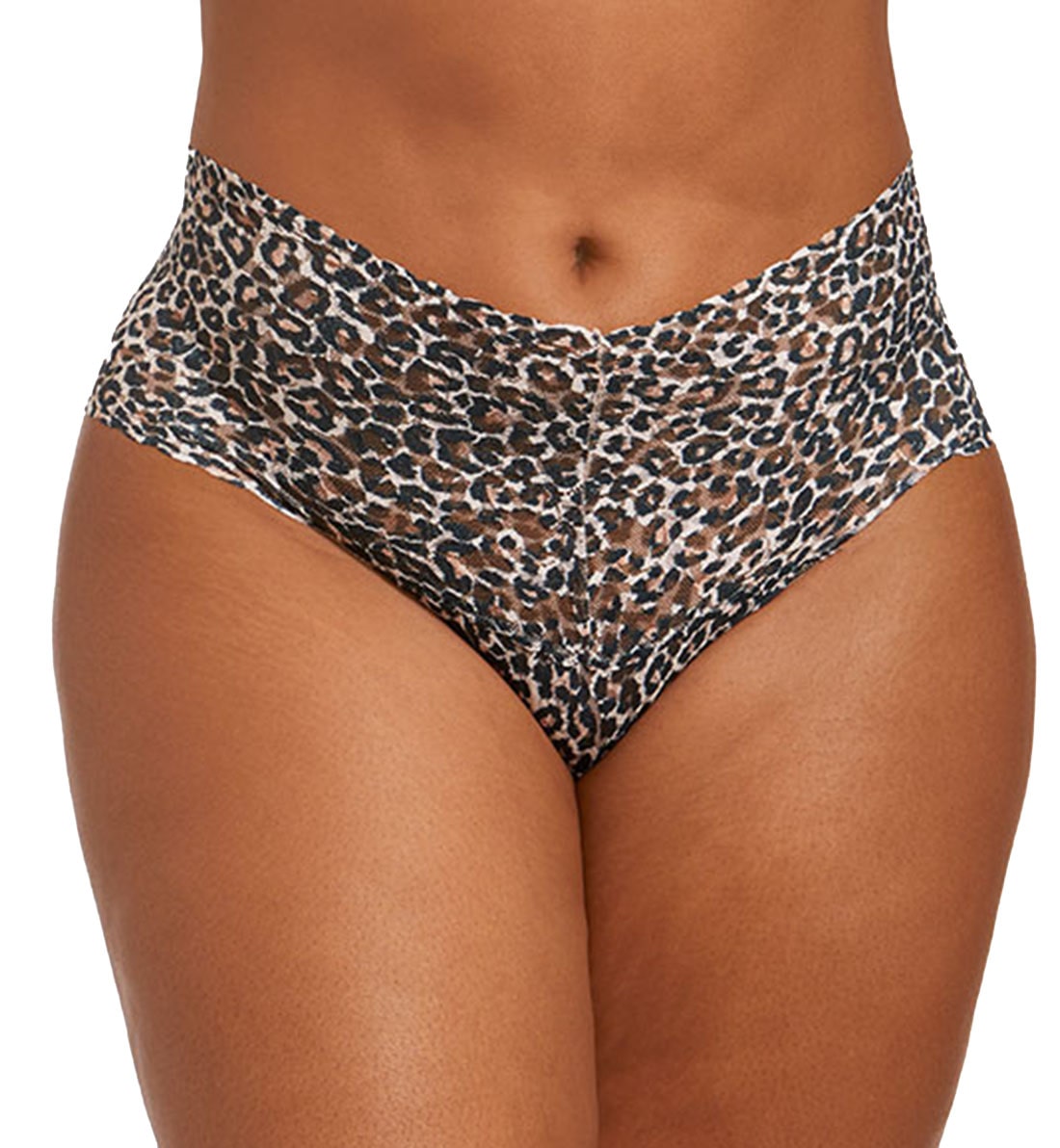 Hanky Panky Plus Size Printed Retro Lace Thong (PR9K1926X),Classic Leopard - Brown/Black,Plus Size