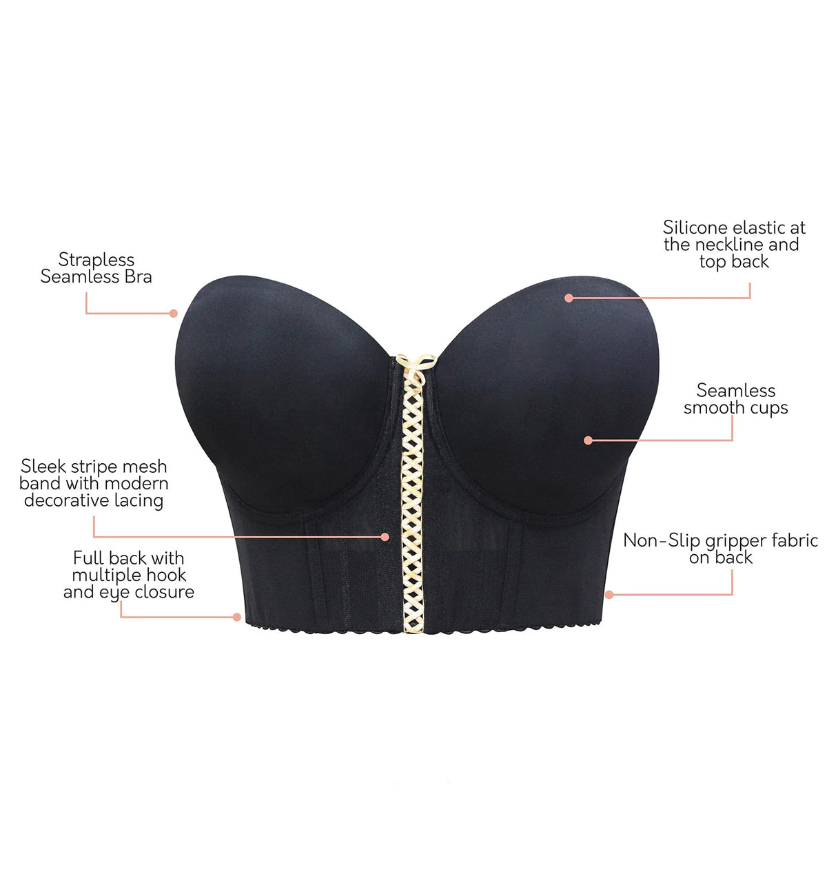 Parfait Shea Molded Strapless Underwire Longline Bra (P60671),30E,Black - Black,30E