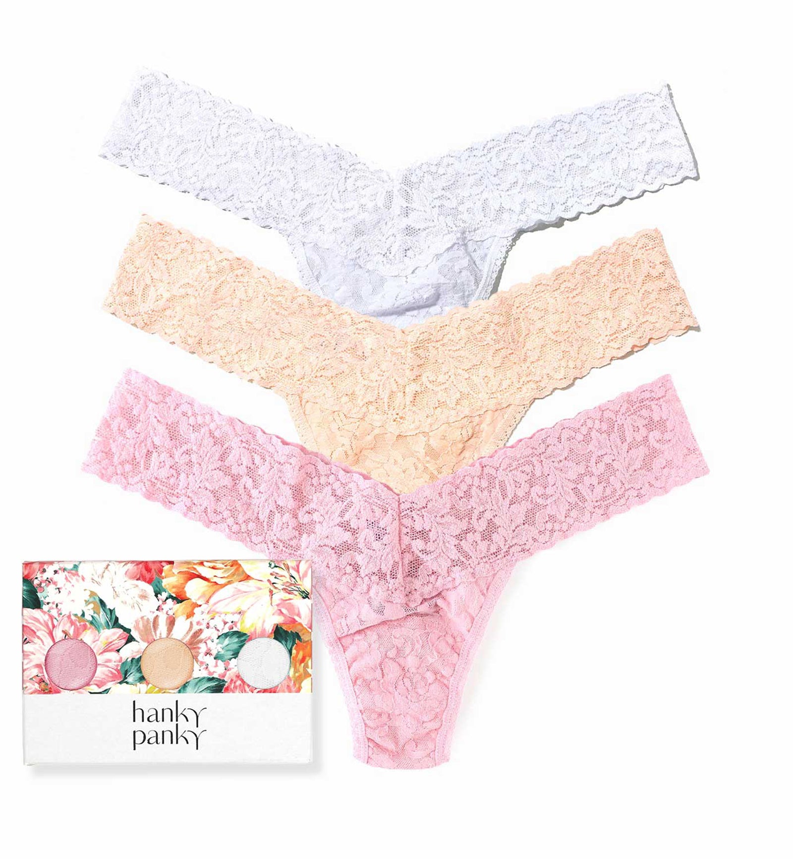 Hanky Panky 3-PACK Signature Lace Low Rise Thong (49113PK),MVAF - MVAF,One Size
