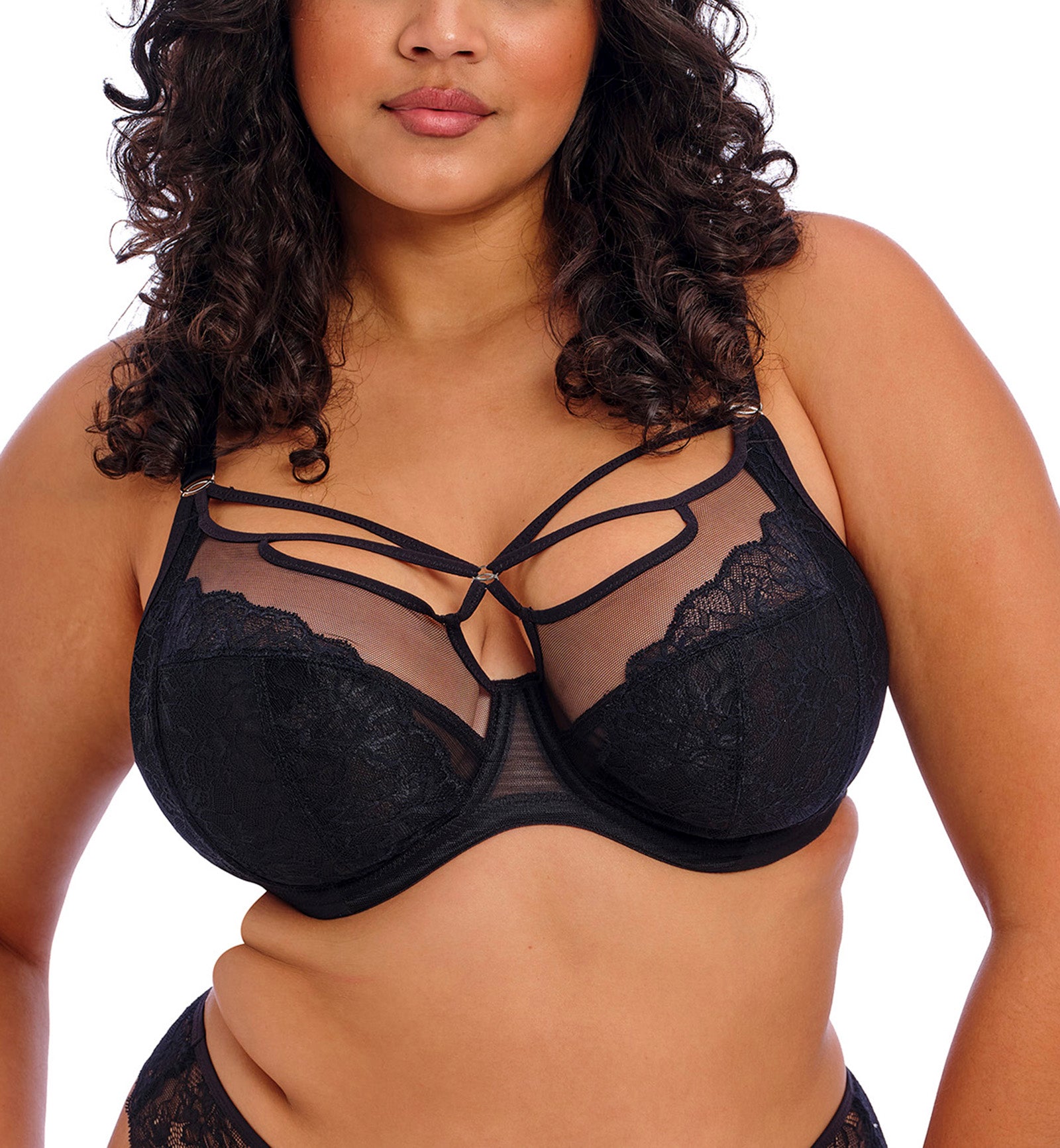 Elomi Brianna Plunge Underwire Bra (8080),32GG,Black - Black,32GG