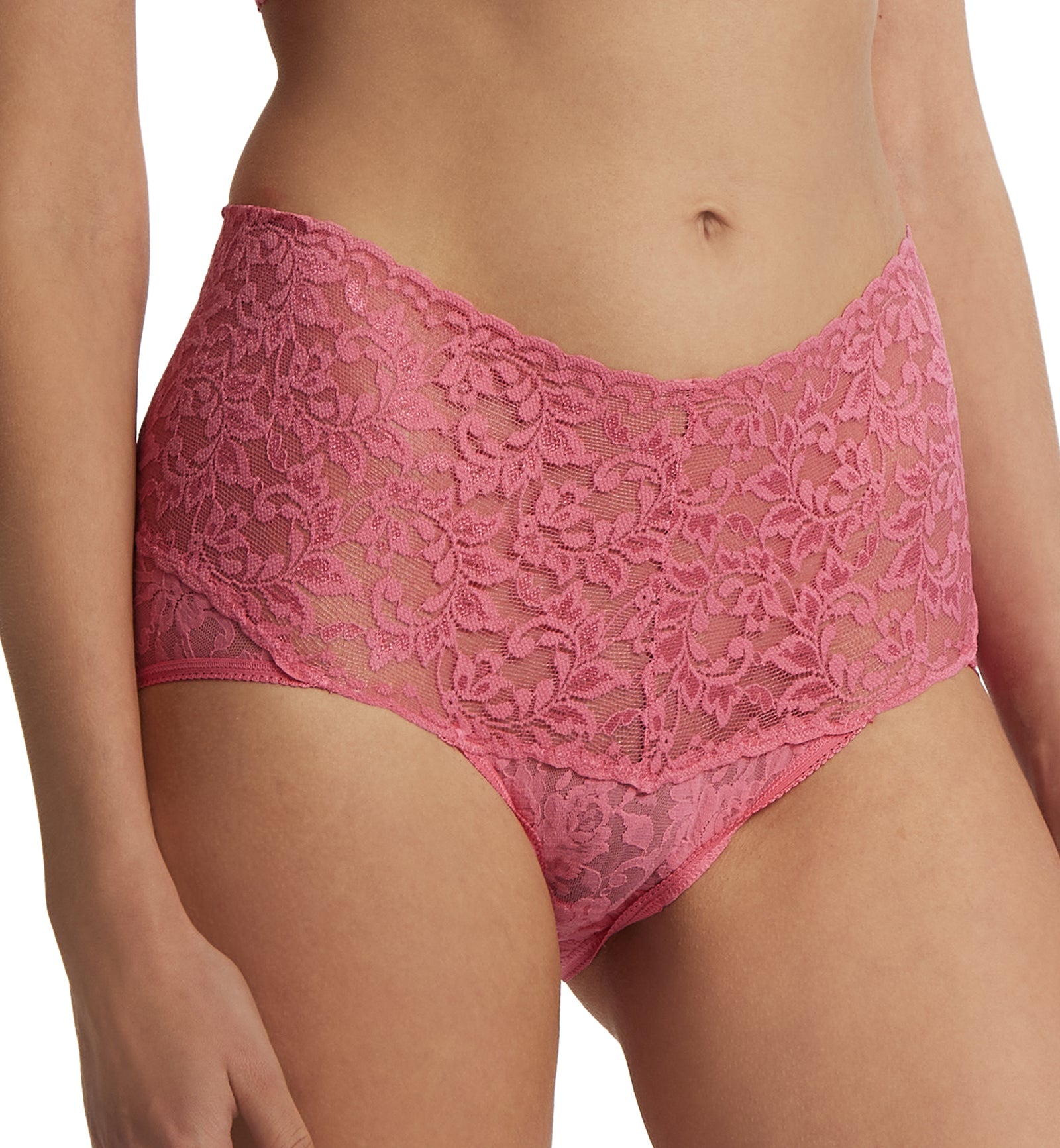 Hanky Panky Retro Lace V-kini (9K2124),Small,Guava Pink - Guava Pink,Small