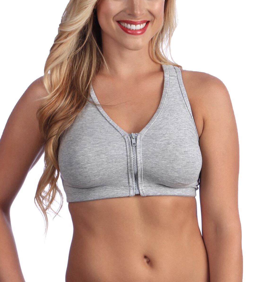 Valmont Zip-Front Sports Bra (1611A)- Heather Gray