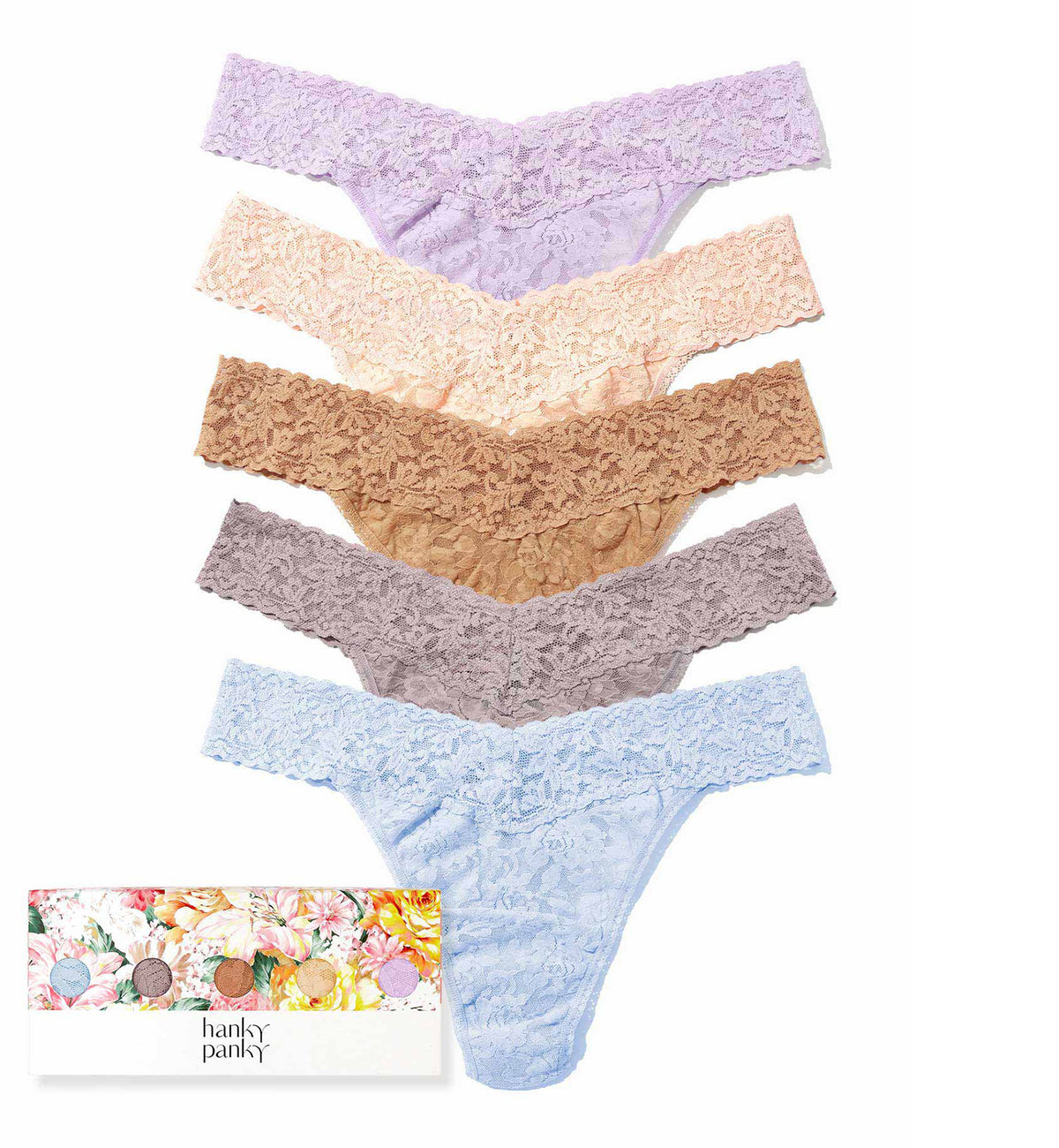 Hanky Panky 5-PACK Signature Lace Original Rise Thong (48115PK),PQBF - PQBF,One Size