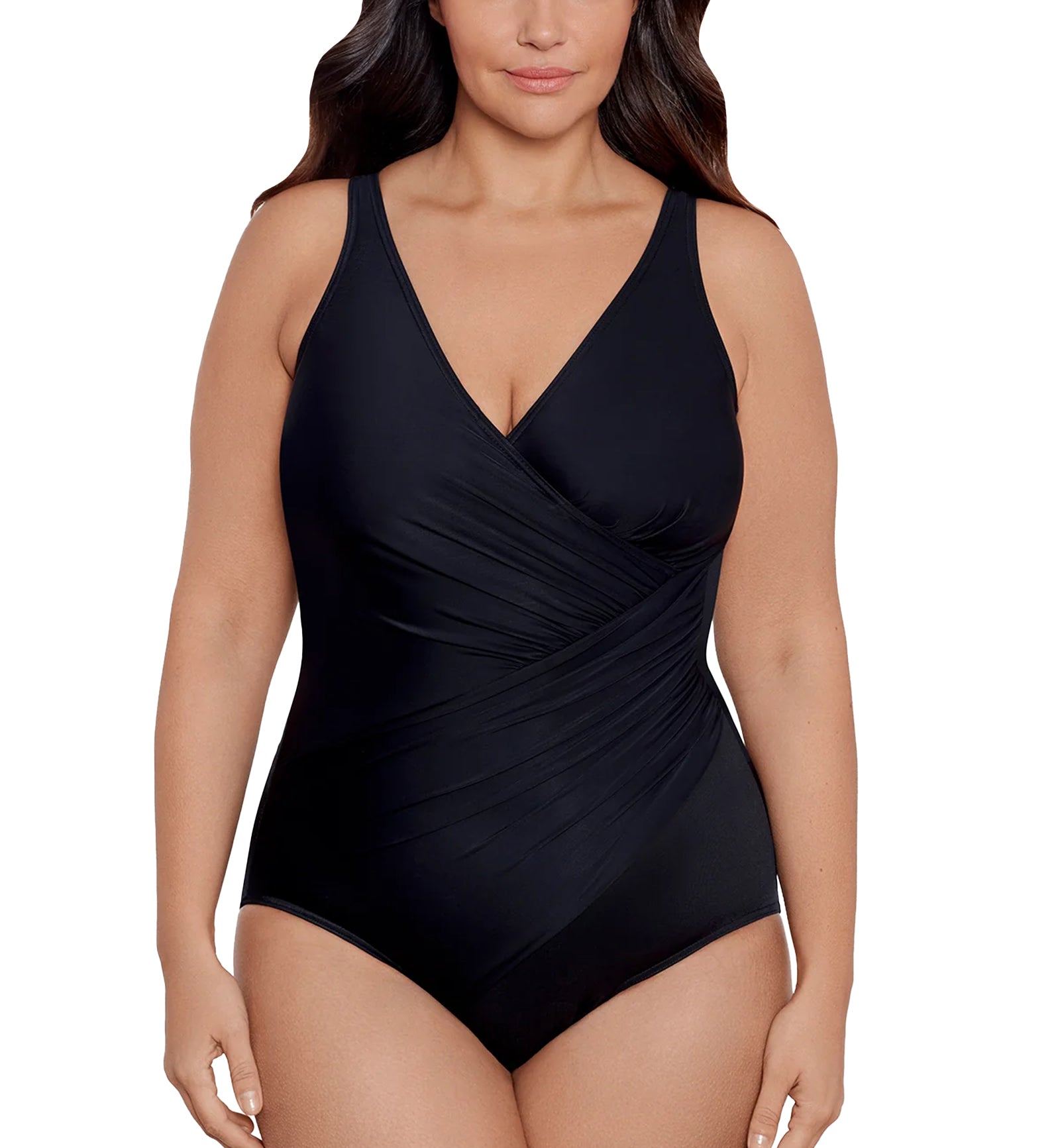 Miraclesuit Oceanus Plus Size Wire-Free One Piece Swimsuit (6519088W),16,Black - Black,16W