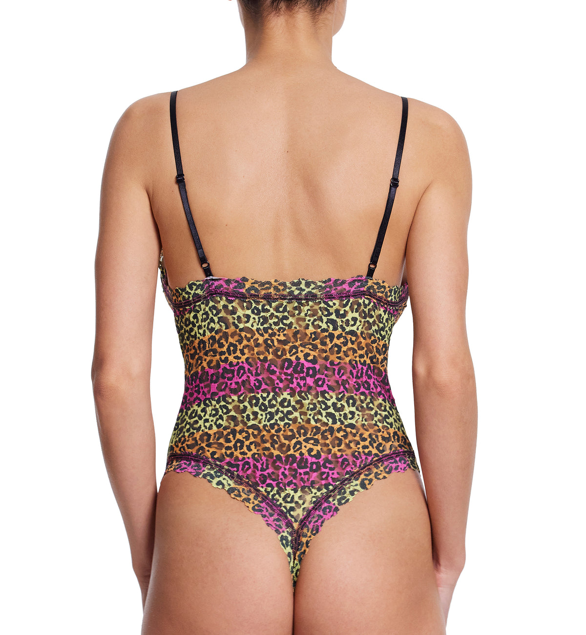 Hanky Panky Signature Lace Printed Thong-Back Bodysuit (PR488451),Small,It's Electric - It's Electric,Small
