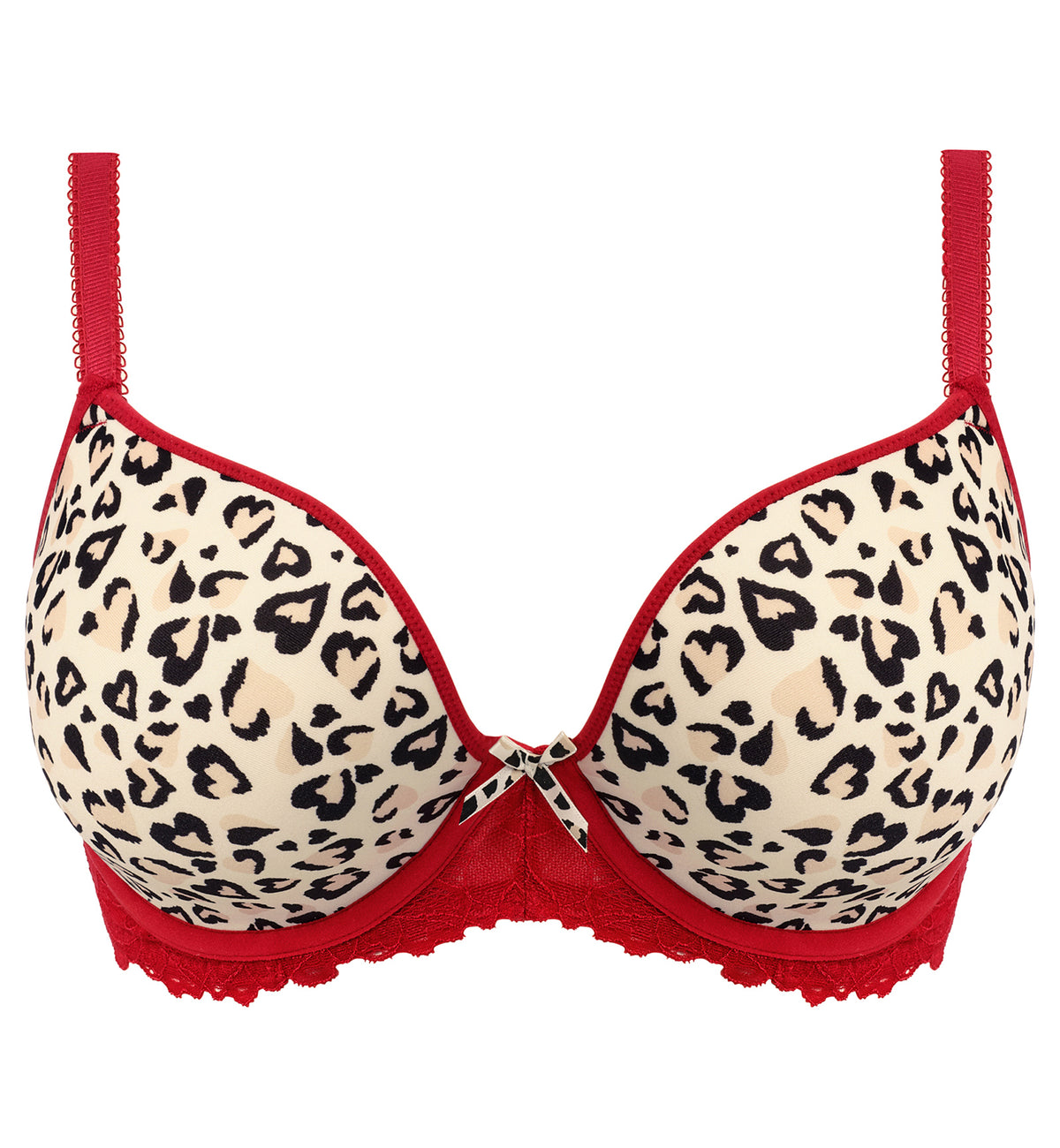Freya Cherish Me Molded Plunge Underwire Bra (404031),28E,Red Leopard - Red Leopard,28E