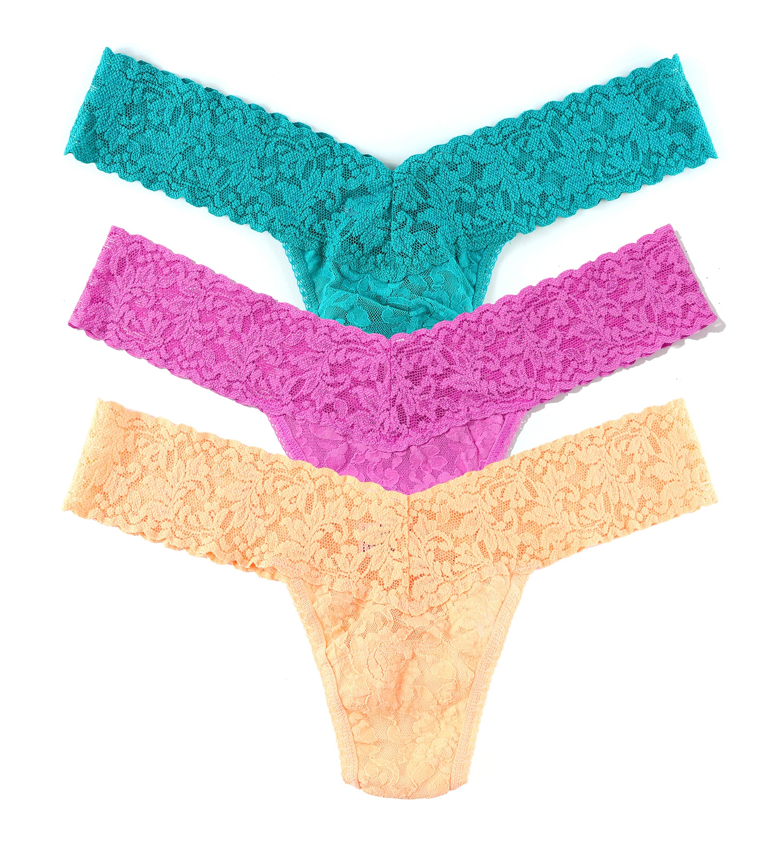Hanky Panky 3-PACK Signature Lace Low Rise Thong (49113PK),Botany - Botany,One Size