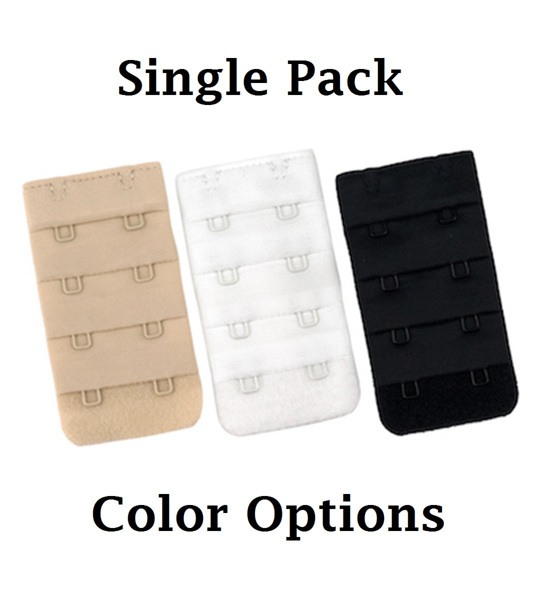 Braza Bra Back Extender SINGLE PACK (5060),2 Hook (Wide),Black - Black,2 Hook