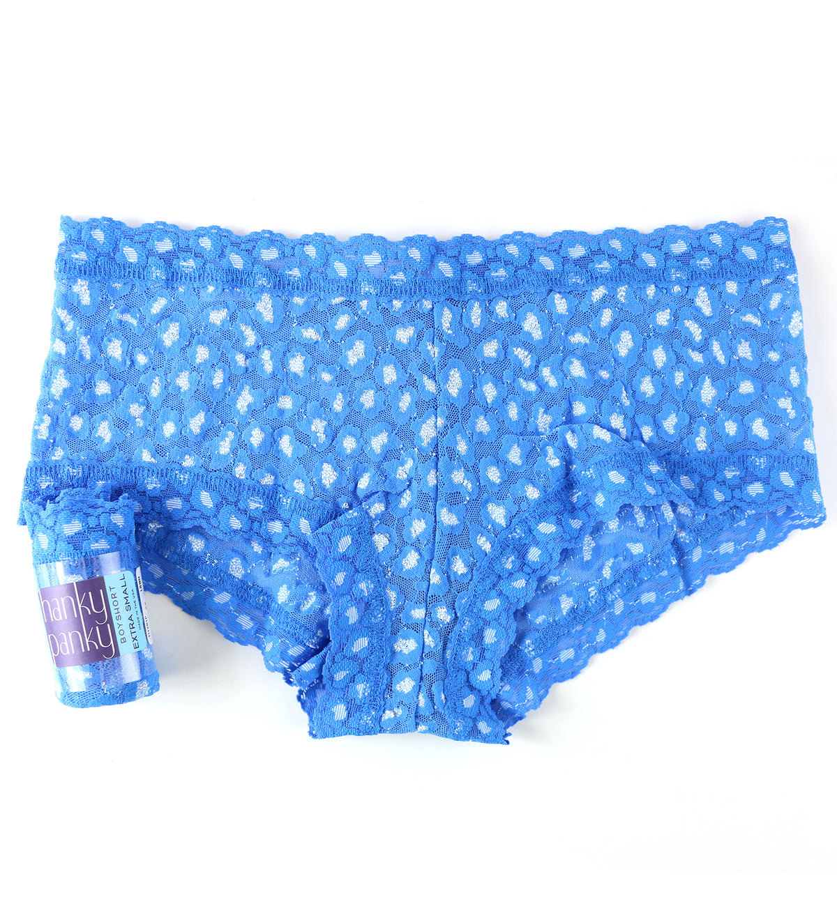 Hanky Panky Cross Dyed Leopard Boyshort (7J1201P),XS,Laguna Blue/White - Laguna Blue/White,XS