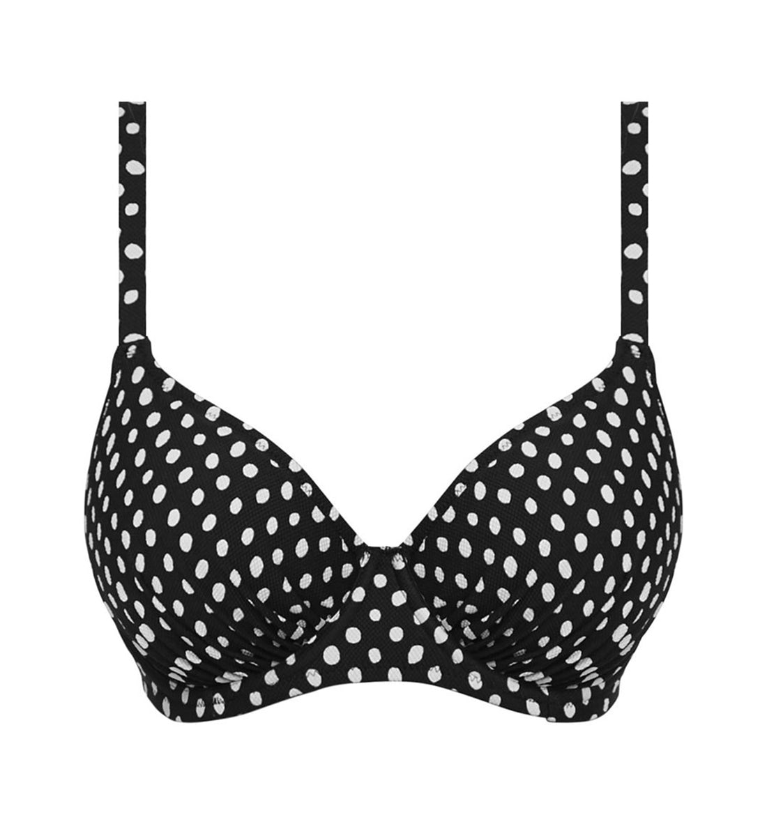 Fantasie Santa Monica Gathered Full Cup Underwire Bikini Top (6720),32E,Blk/Wht - Black/White,32E