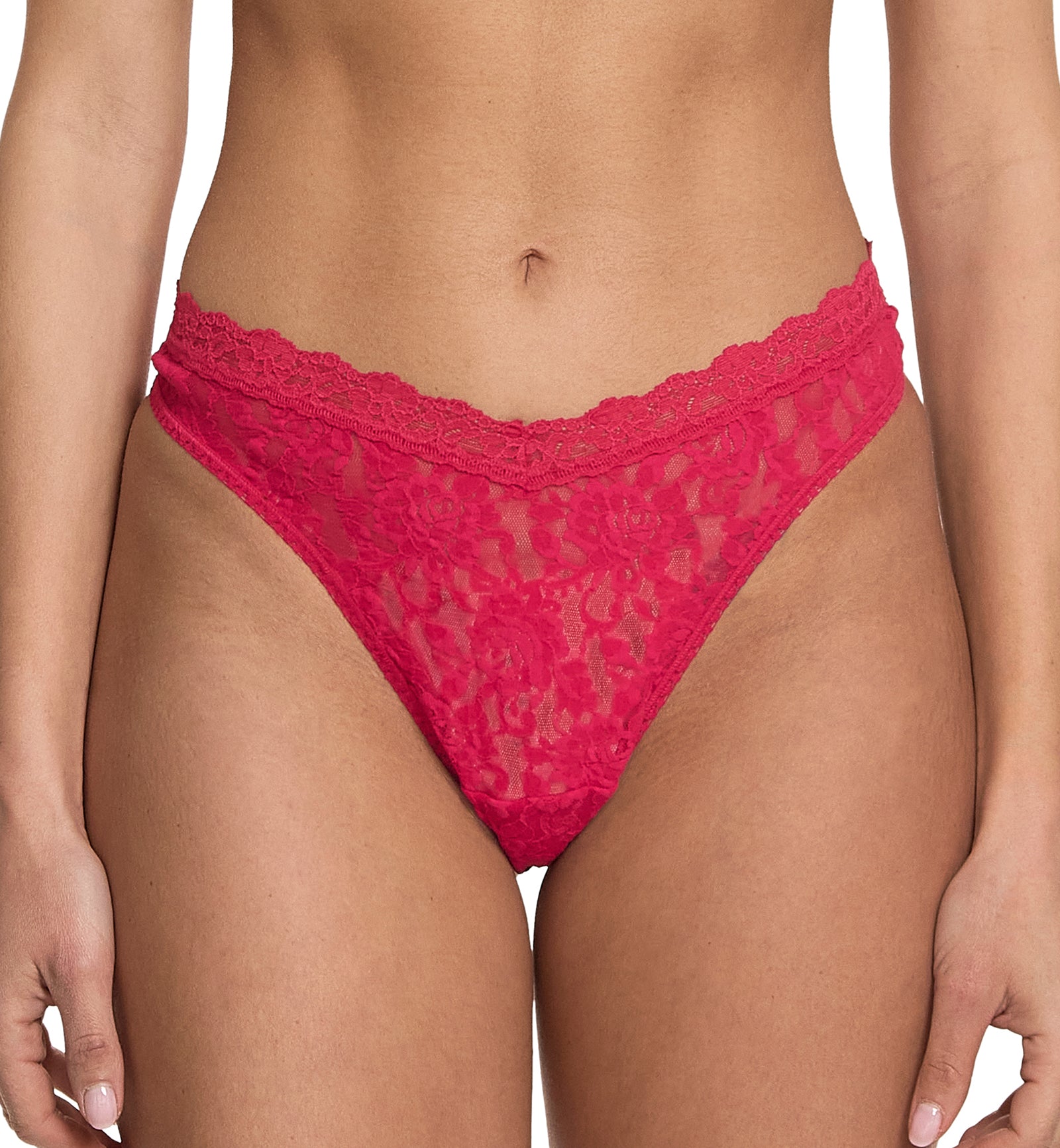 Hanky Panky Signature Lace V-Front High Cut Thong (481854),XS,Beet Juice - Beet Juice,XS