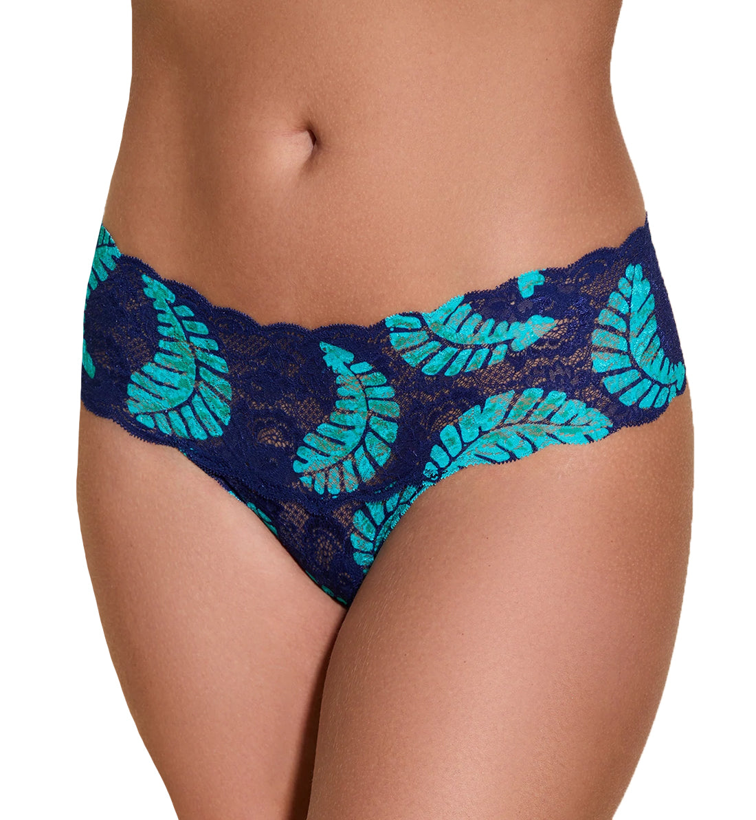 Cosabella Never Say Never Printed Comfie Thong (NEVEP0343),M/L,Leaf - Leaf,M/L