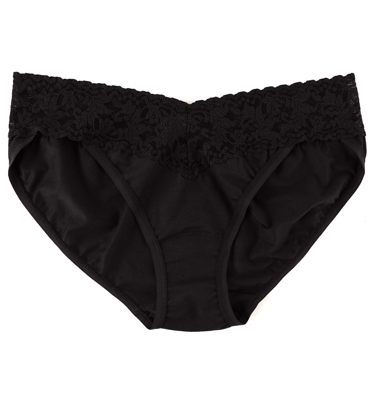 Hanky Panky Organic Cotton V-kini with Lace (892201),Small,Black - Black,Small