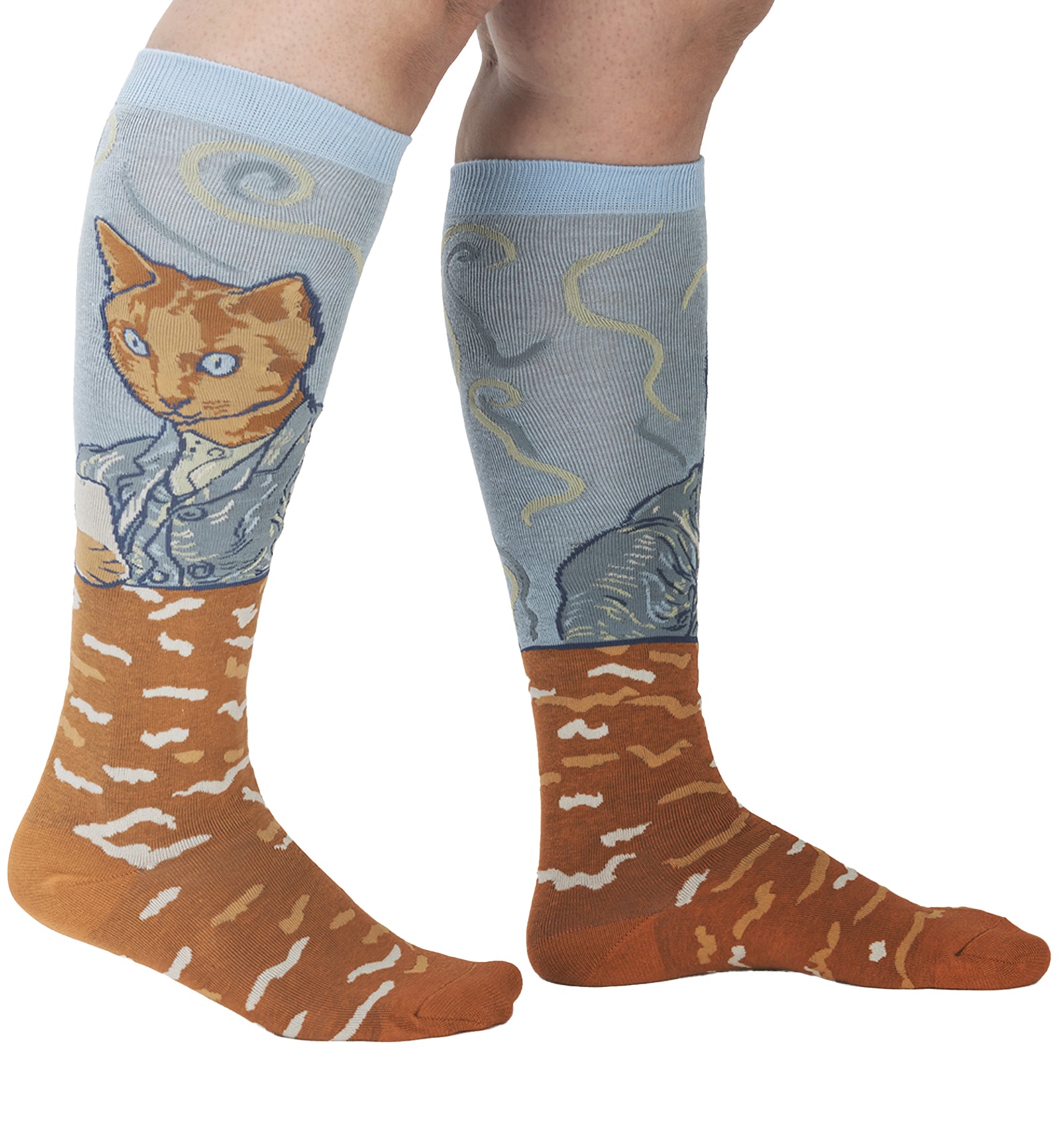 SOCK it to me Unisex Knee High Socks (F0632),Cat Van Gogh, A Selfie Portrait - Cat Van Gogh A Selfie Portrait,One Size