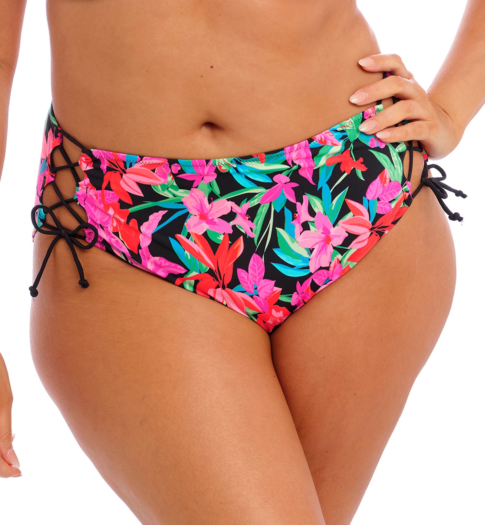 Elomi Savaneta Mid Rise Strappy Swim Brief (ES801370),UK 22,Black - Black,UK 22