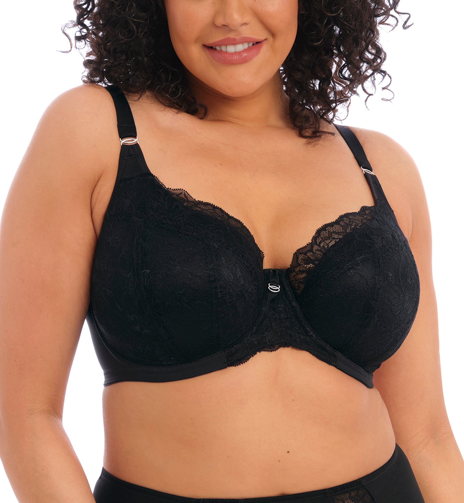 Elomi Brianna Padded Half Cup Underwire Bra (8081),32GG,Black - Black,32GG