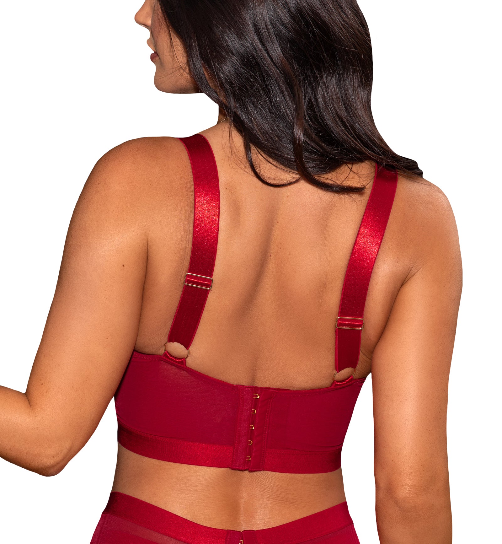 Pour Moi India Embroidery Underwire Bustier (20339),32D,Red - Red,32D