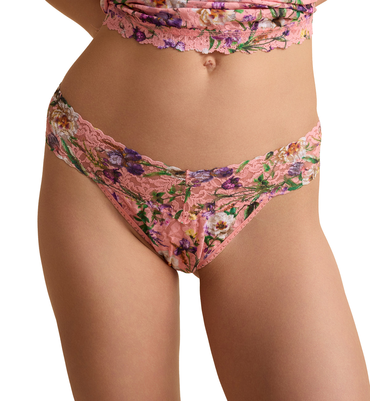 Hanky Panky Signature Lace Printed Original Rise Thong (PR4811P),Fawning Flora - Fawning Flora,One Size
