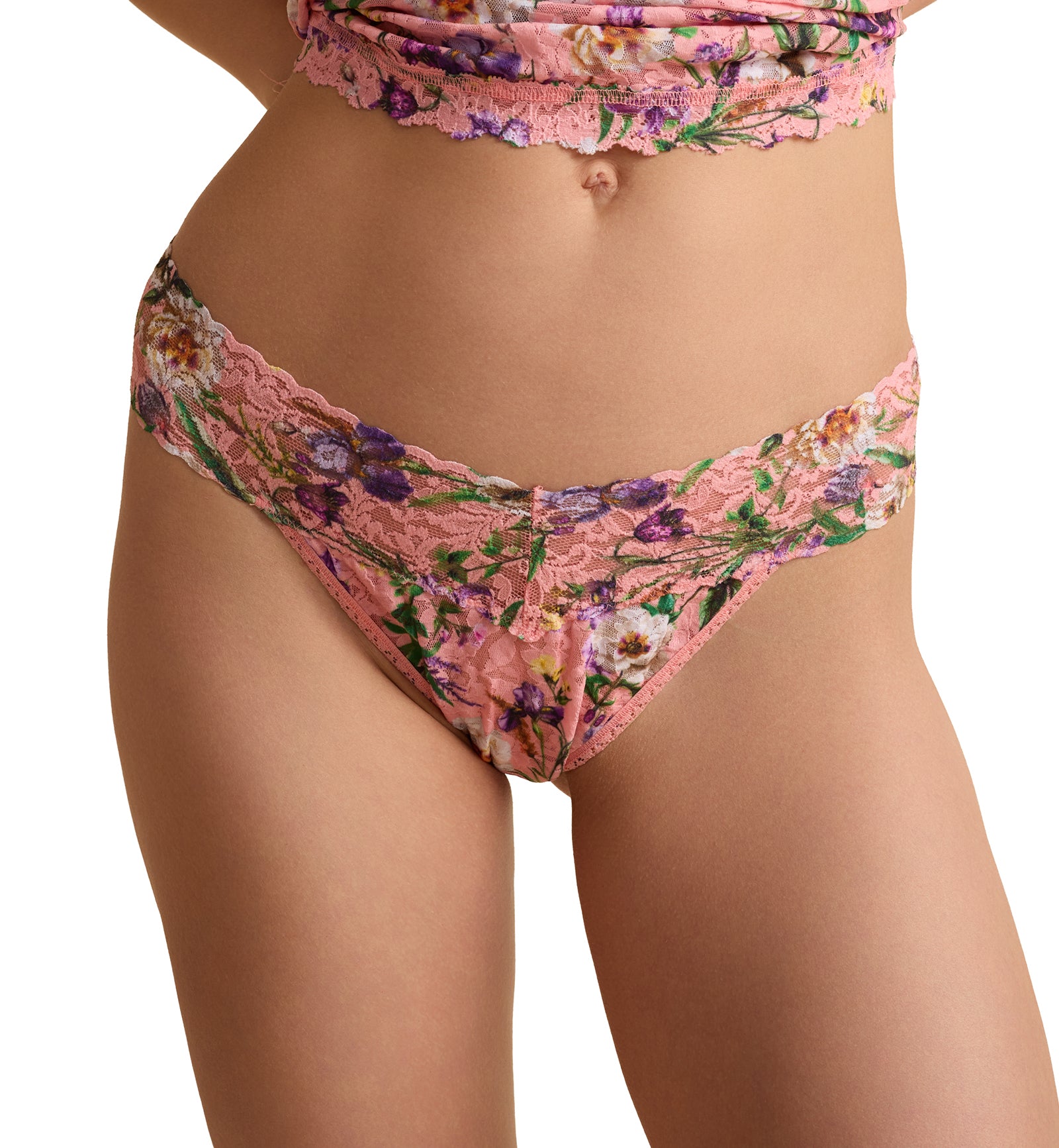 Hanky Panky Signature Lace Printed Original Rise Thong (PR4811P),Fawning Flora - Fawning Flora,One Size