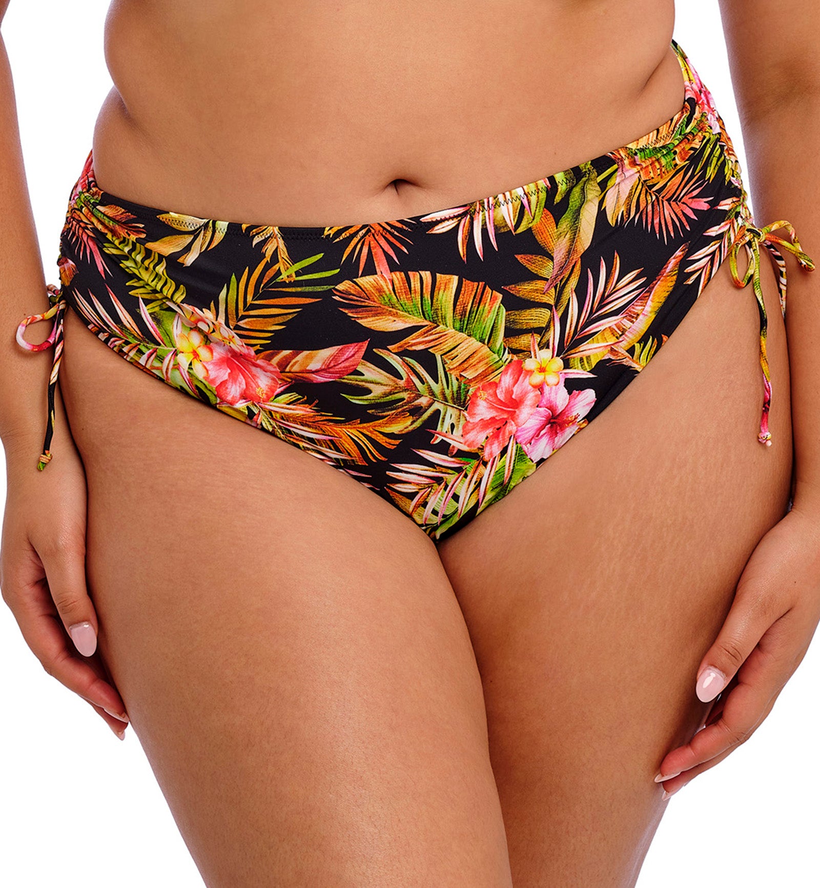 Elomi Tiger Valley Mid Rise Adjustable Swim Brief (ES802373),UK 12,Black - Black,UK 12