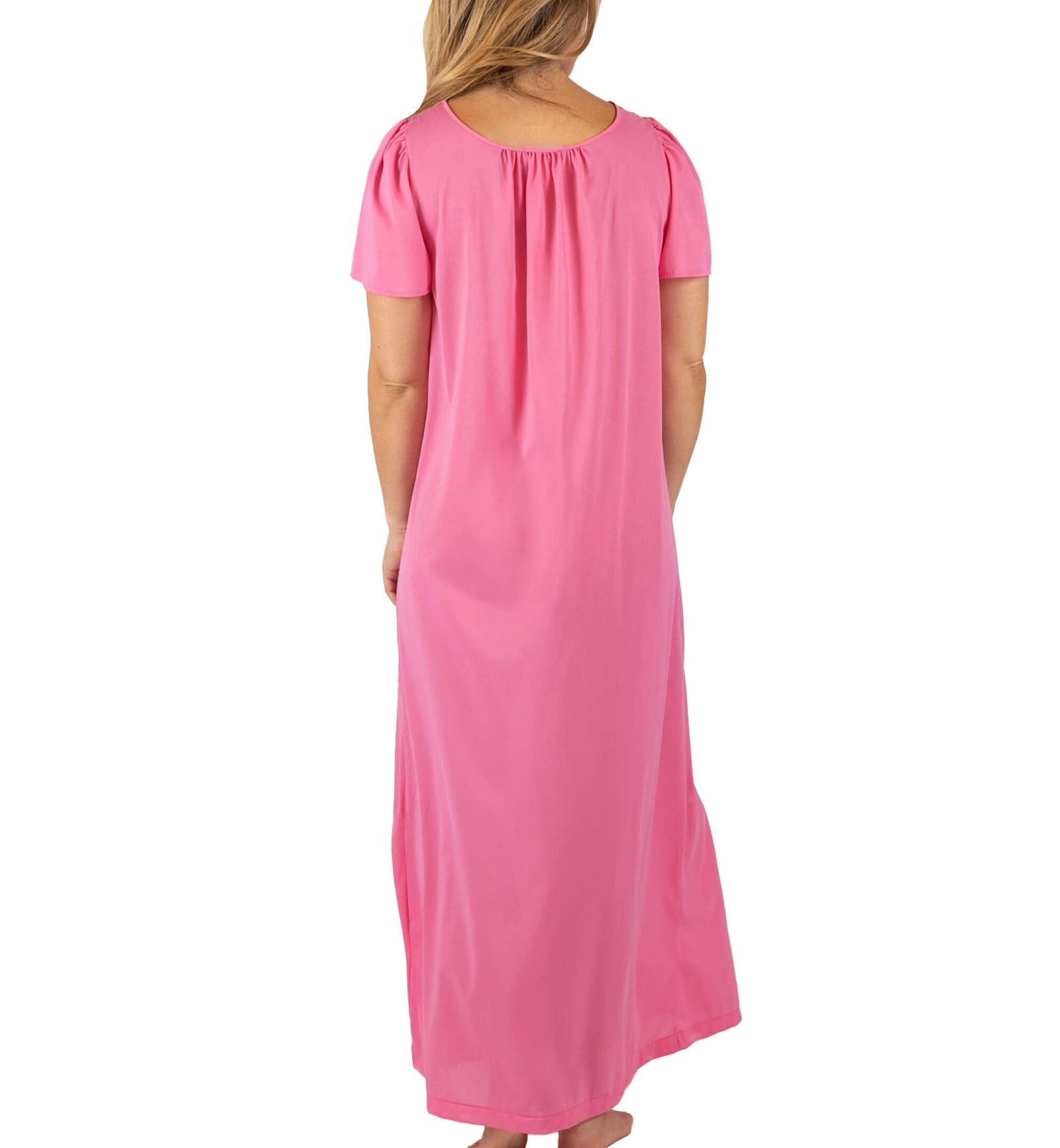 Shadowline Petals Flutter Sleeve Long Nightgown (32280),S,Rosey Pink - Rosey Pink,Small