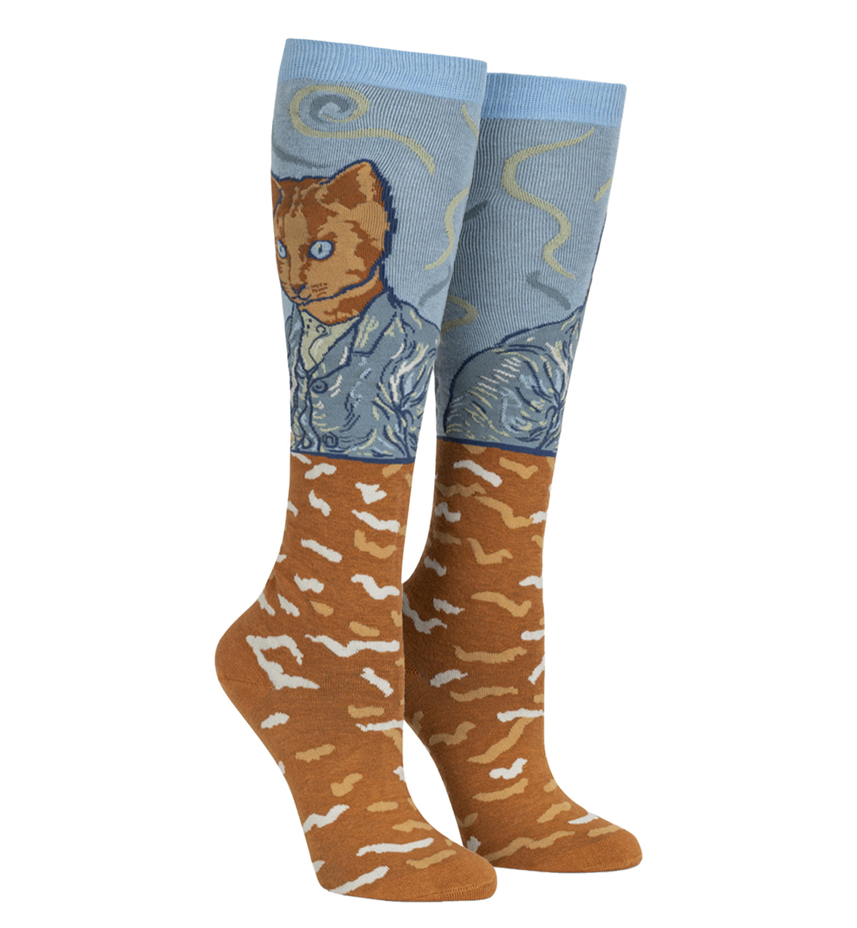 SOCK it to me Unisex Knee High Socks (F0632),Cat Van Gogh, A Selfie Portrait - Cat Van Gogh A Selfie Portrait,One Size